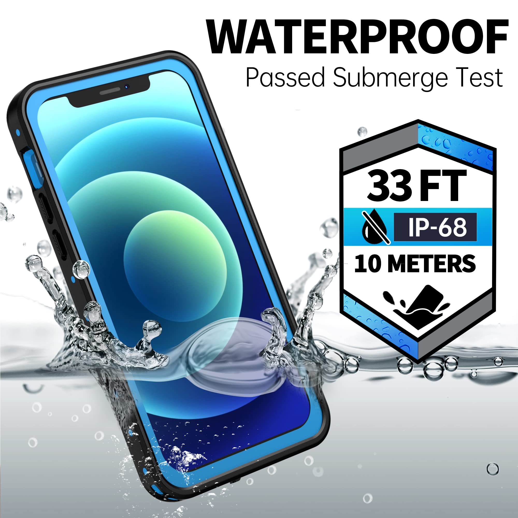 Beastek For Iphone 12 Waterproof Case, Nre Series Shockproof Dustproof Underwater Ip68 With Built-In Screen Protector Anti-Scrat