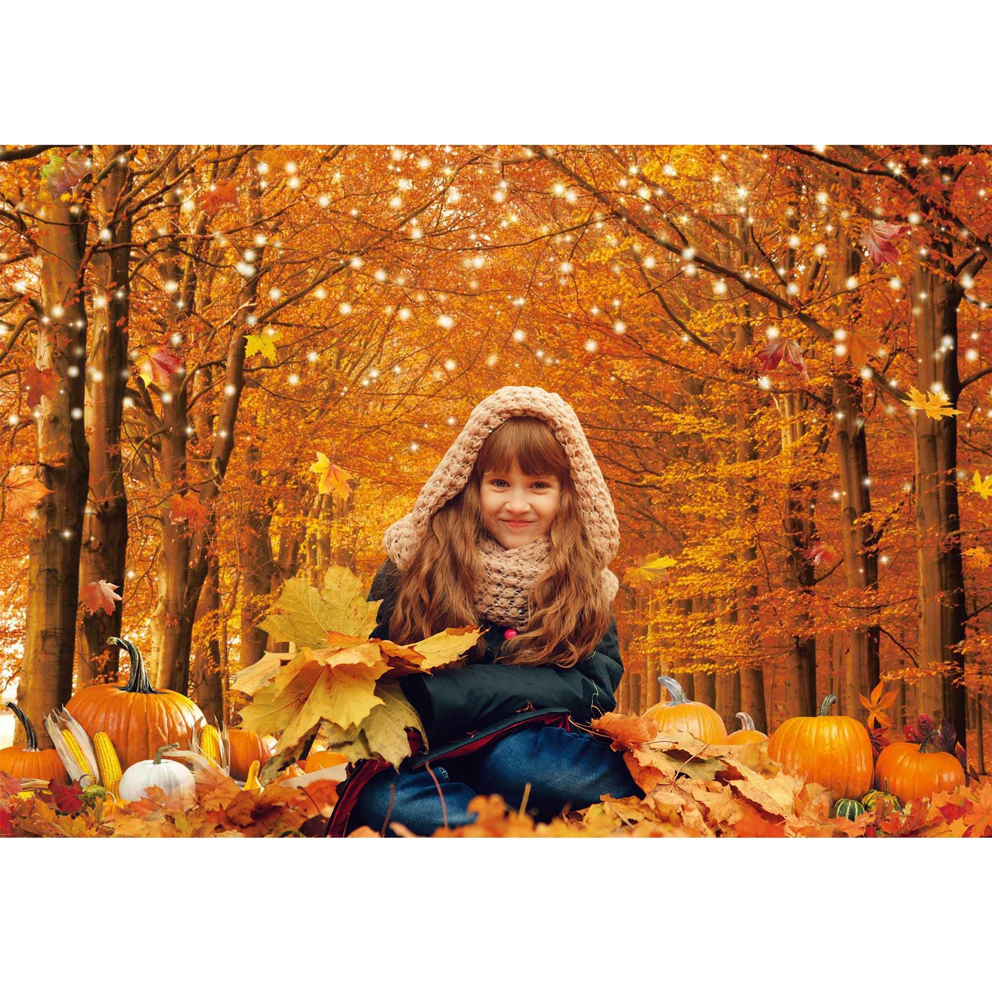 Fluzimir 8X6Ft Fall Photo Backdrop For Photography Autumn Forest Scene Thanksgiving Maple Leaves Background Fall Friendsgiving P