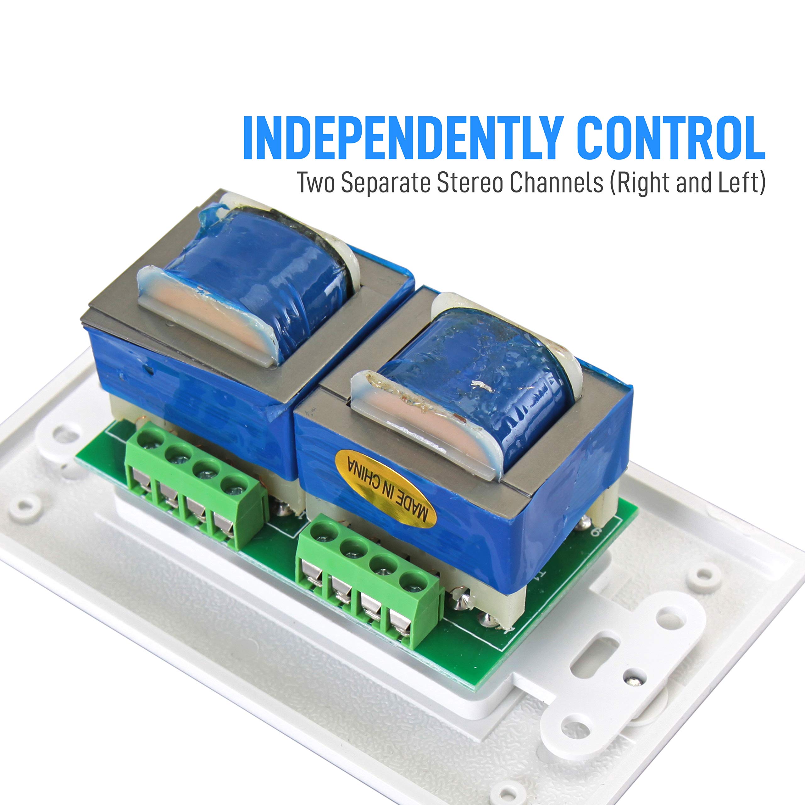 Pyle Home In-Wall Speakers, Dual Knob And Independent Volume Control Plate- 120W Load Handling, Dual Stereo Channel Control, Smo