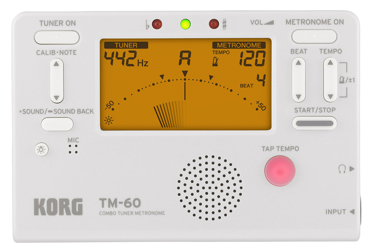 Korg Ko Tm60Wh Tm 60 Combo Tuner Metronome With Led Screen, White