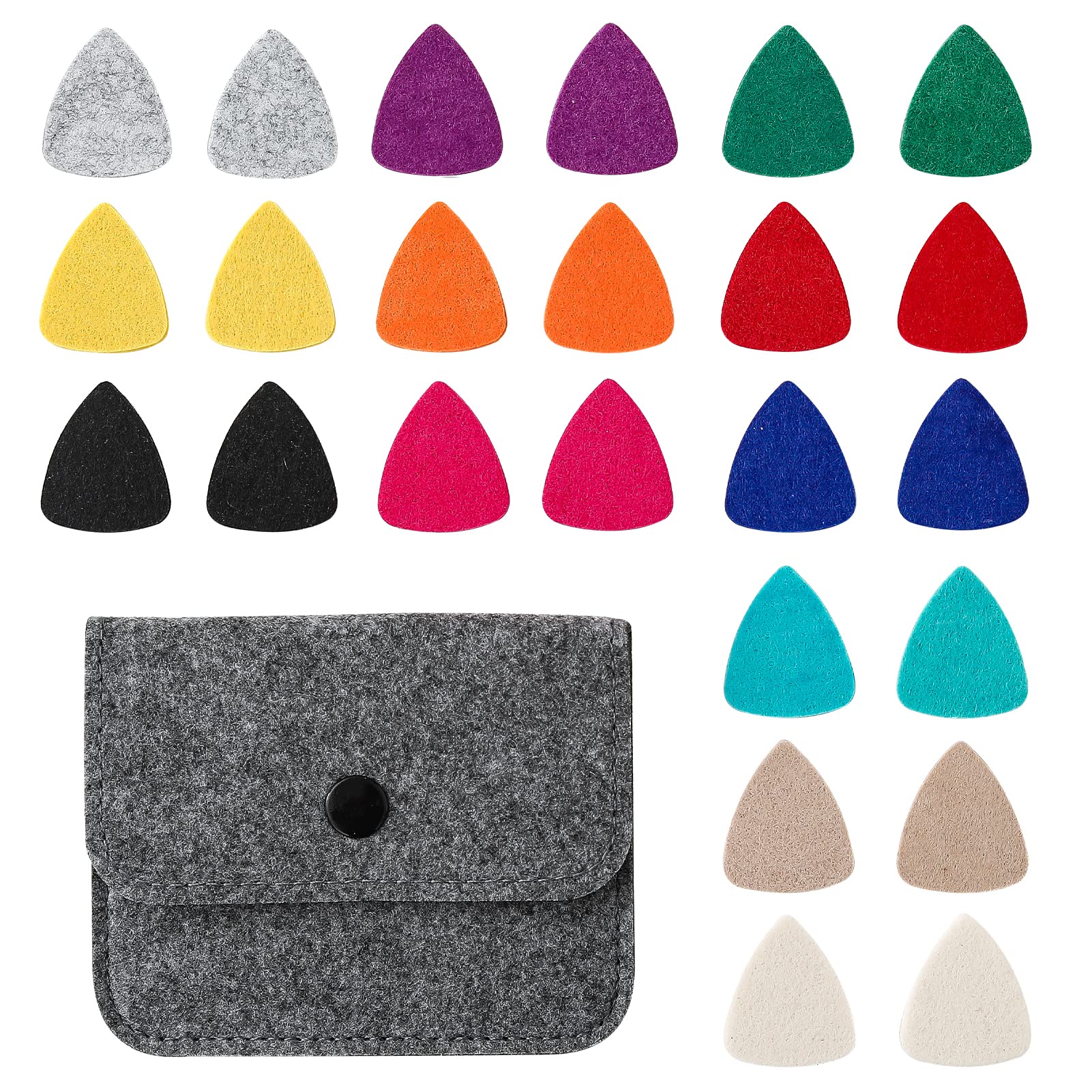Donux 24 Pieces Felt Ukulele Picks,Felt Heart Shape Pick For Ukulele Guitar Bass With Pick Holder Case (24, Mixed)