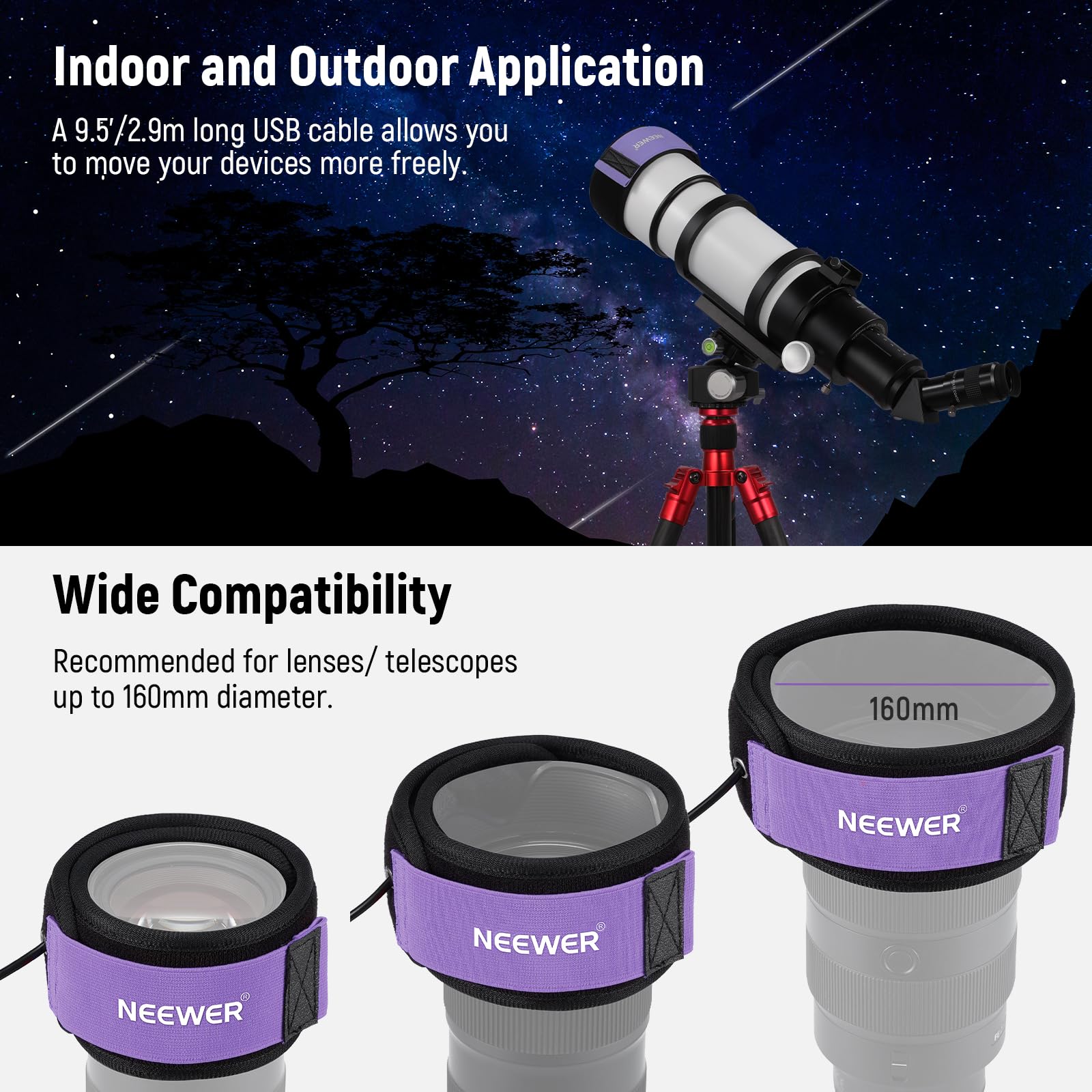 Neewer Usb Lens Heater, 20''/500Mm Lens Warmer With Fpc Fast Even Heating Tech For Dslr Camera Lens Telescope Astrophotography,