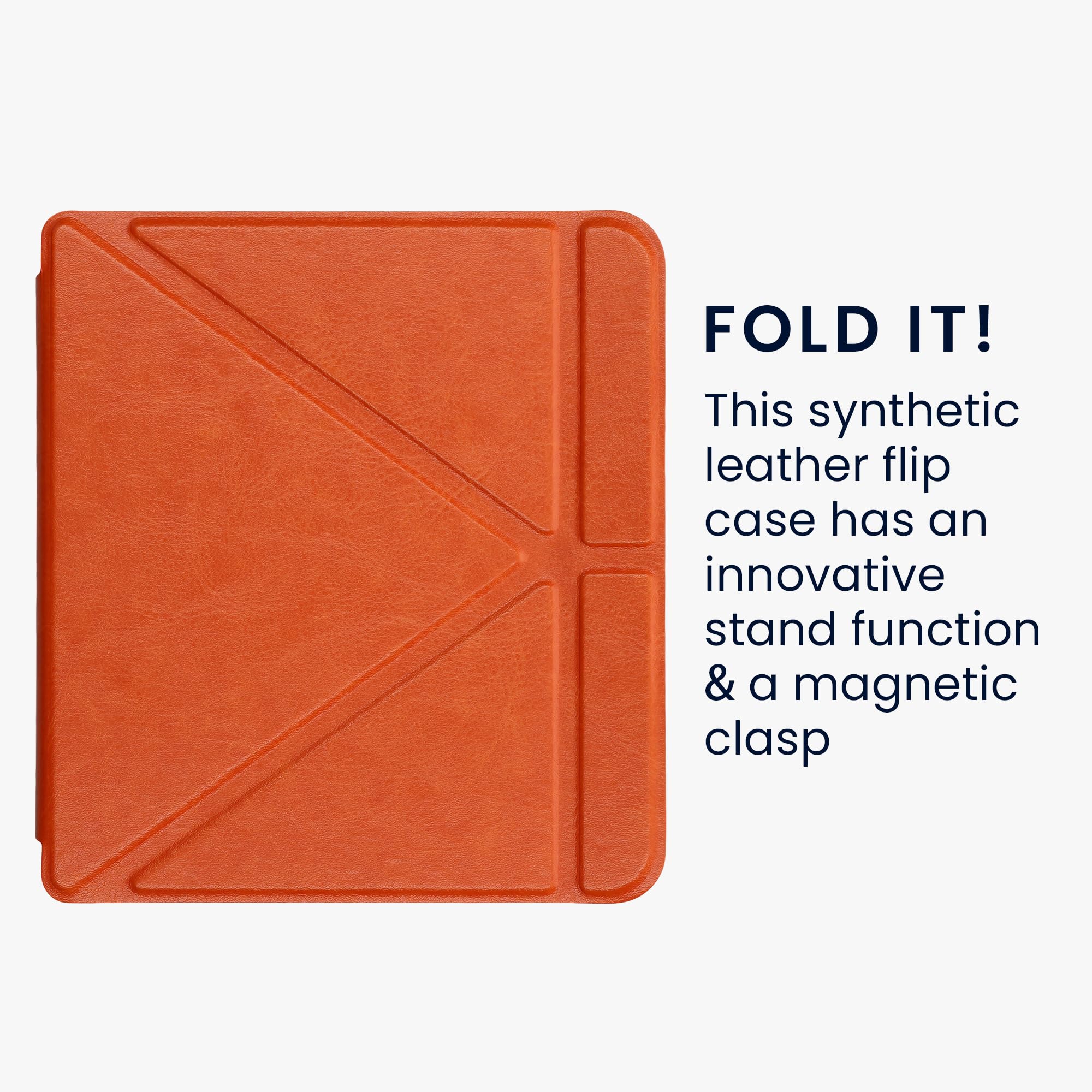 Kwmobile Origami Case Compatible With Kobo Libra 2 Case   Slim Pu Leather Cover With Stand   Orange