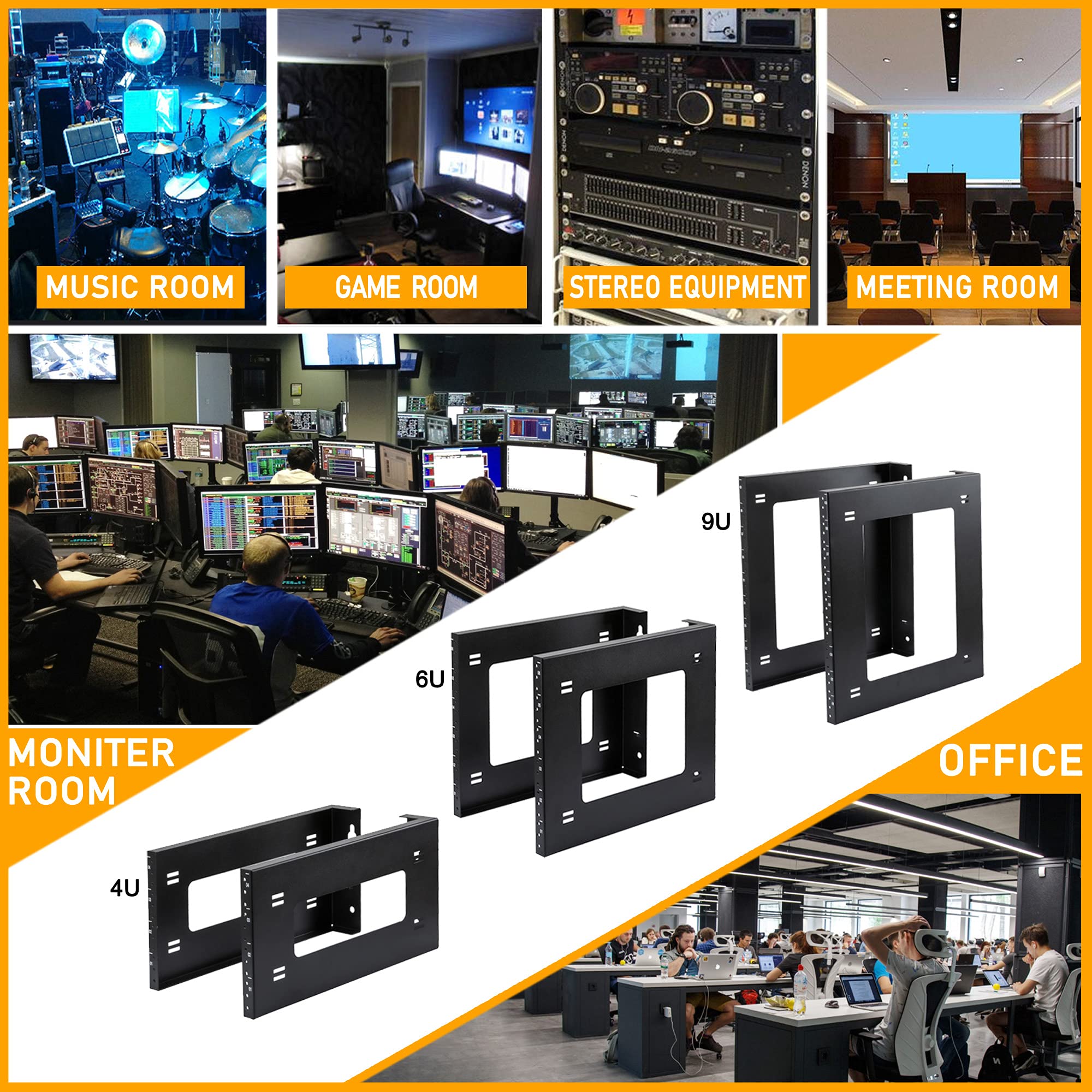 Riveco 4U Open Frame Rack Wall Mount & Desktop Mount, No Assembly Required Server Rack For Network Equipment & Data Av Hifi Ster