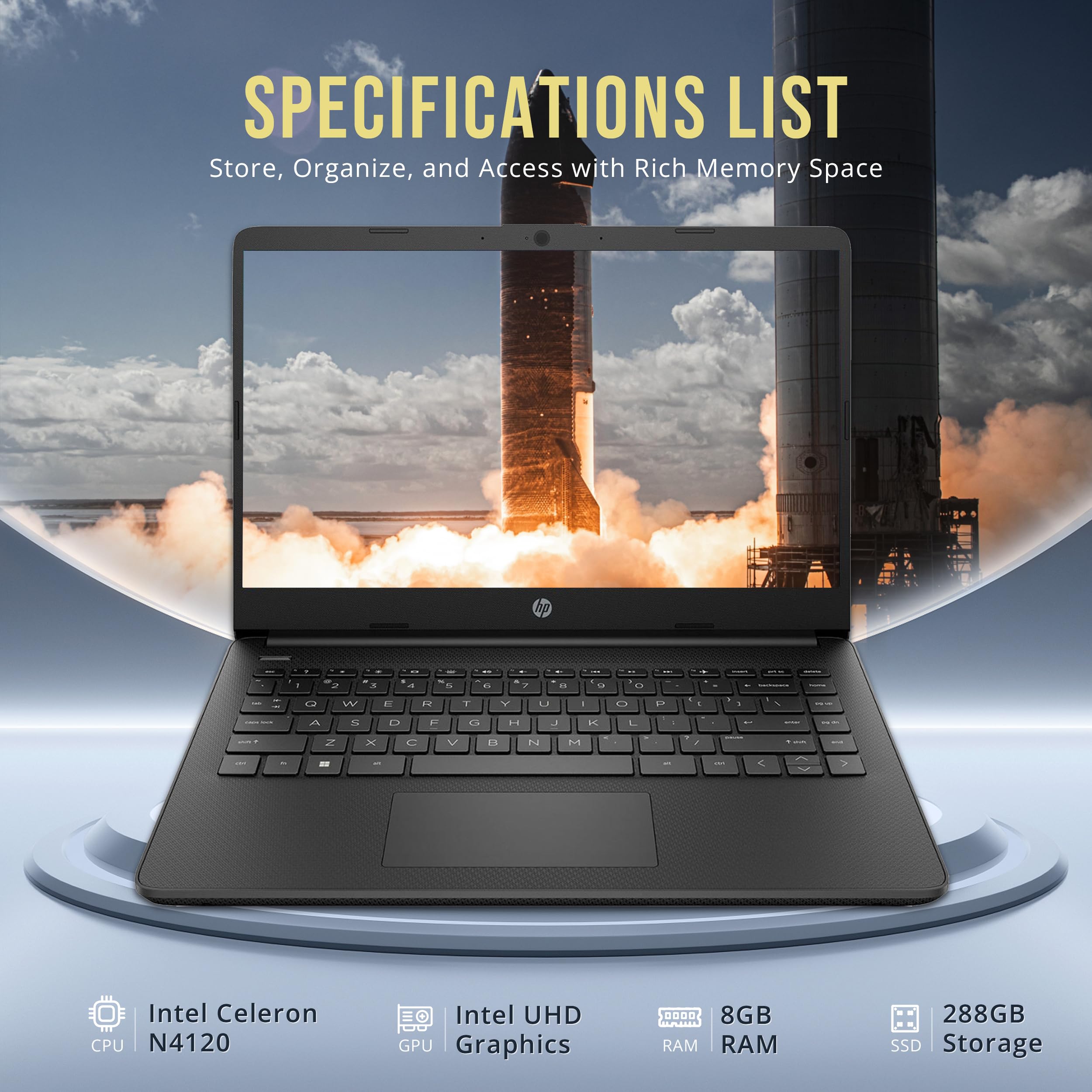 Hp Stream 14'' Hd Laptop, Intel Celeron N4120, 8Gb Ram, 288Gb Storage (128Gb Emmc + 160Gb Ssd Docking Station Set), Intel Uhd Gr