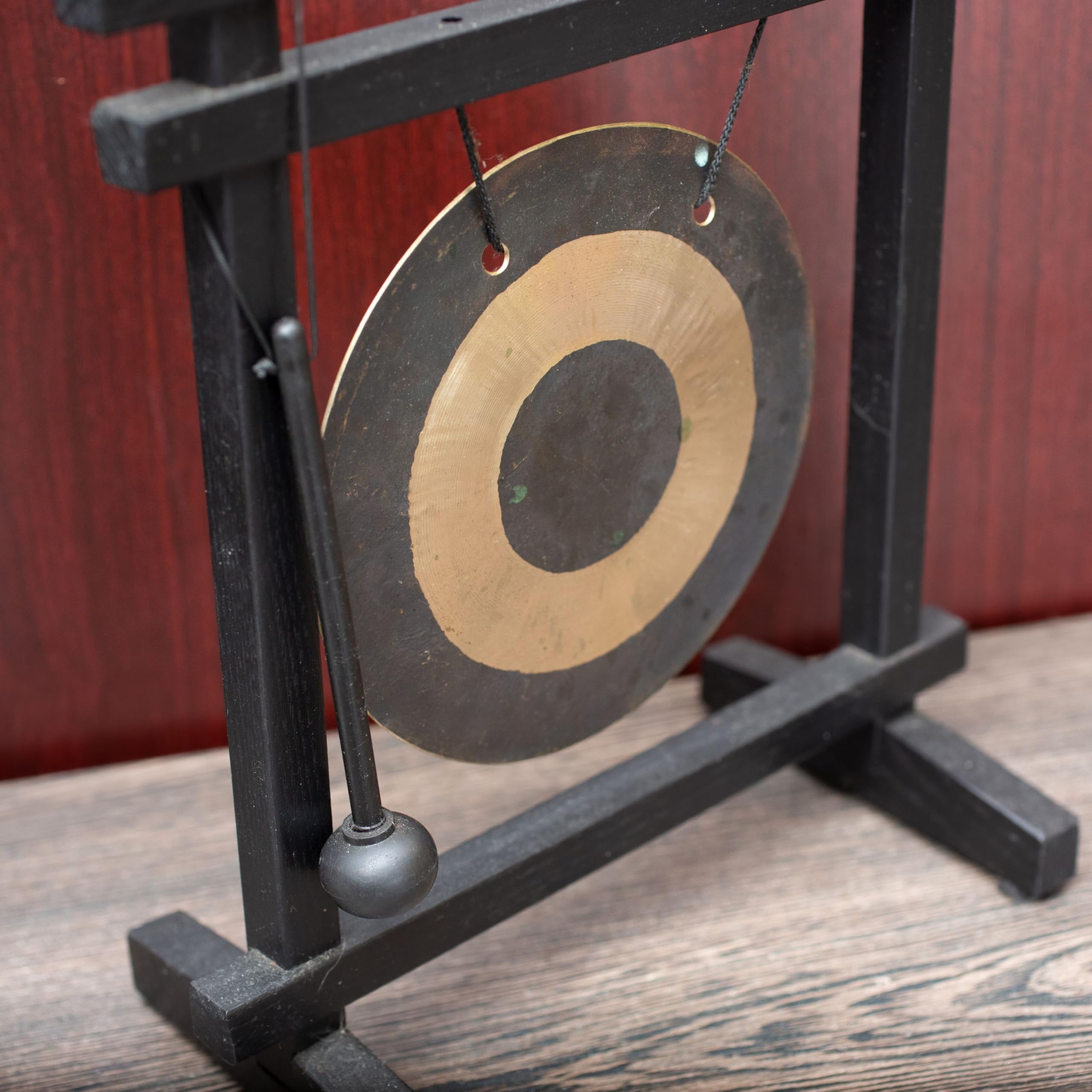 Woodstock Wind Chimes Desk Gong, Brass Hand Hammered Bronze, Medium 12   Inch Tall, For Meditation, Yoga, Classrooms, Offices, G