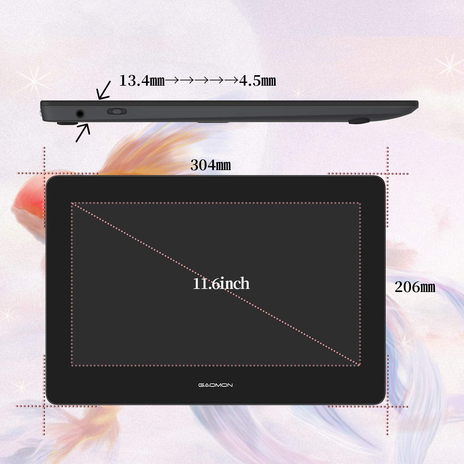 Gaomon Pd1220 11.6 Graphic Pen Display 86% Ntsc Full Laminated Graphics Drawing Monitor With Tilt Support 8192 Levels Passive St