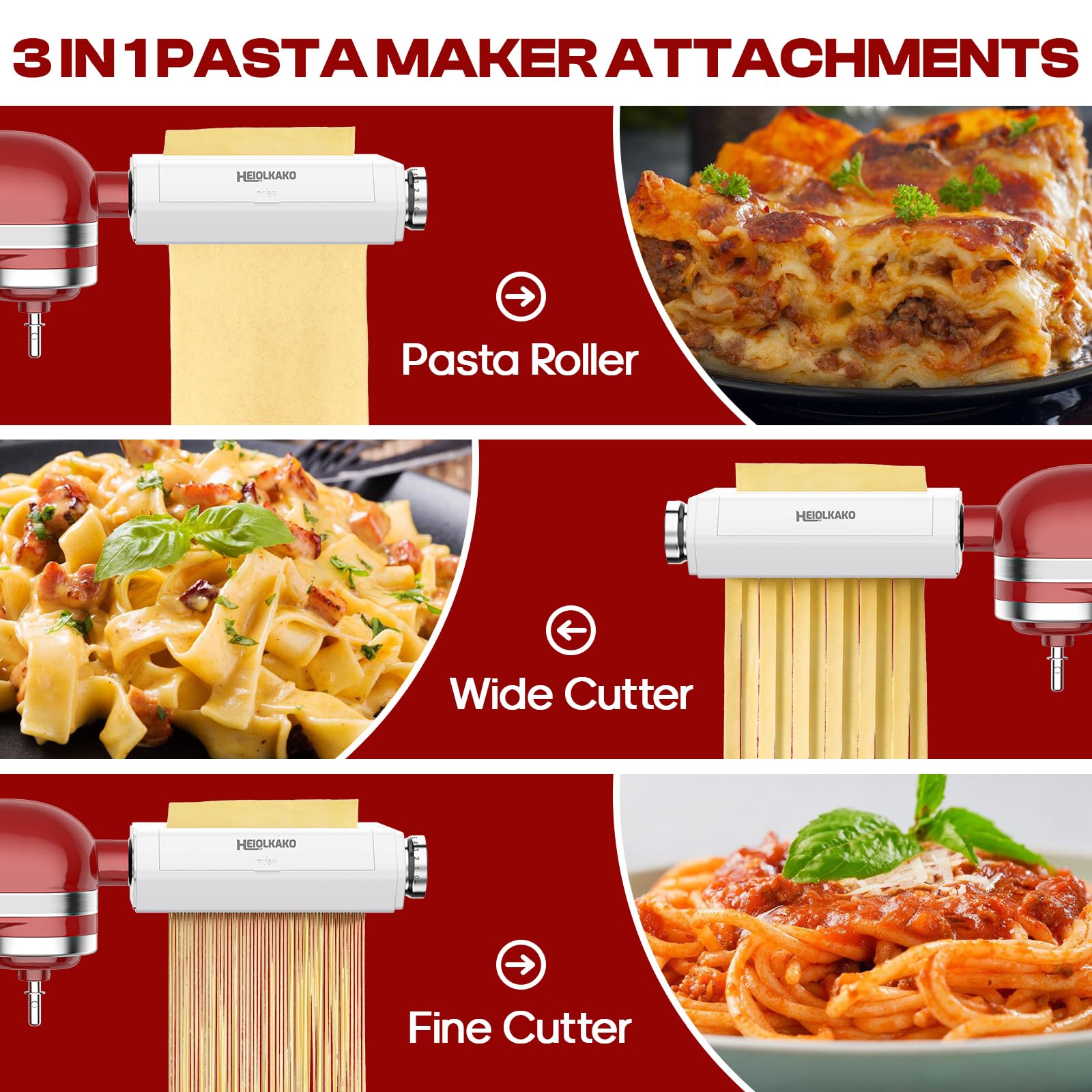 Pasta Attachment For Kitchenaid Stand Mixer, 3 In 1 Set Pasta Maker Kitchenaid Attachment Includes Spaghetti Cutter, Pasta Sheet