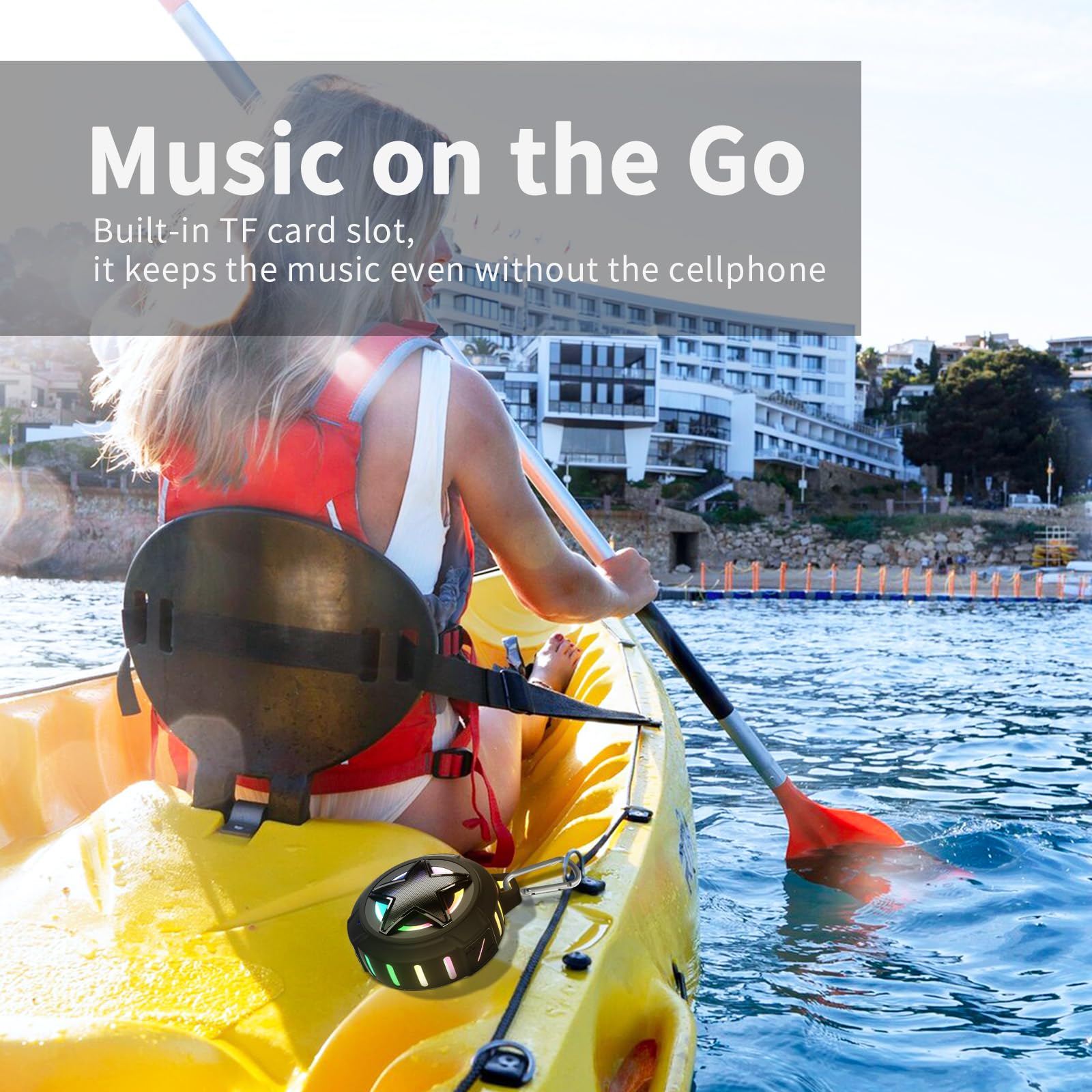 Eboda Bluetooth Shower Speaker, Ip67 Waterproof Portable Speakers, Floating, Tf Card, Small Outdoor Speaker With Led Light, True Wireless Stereo For Bike, Beach, Paddle Board, Kayak, Gifts