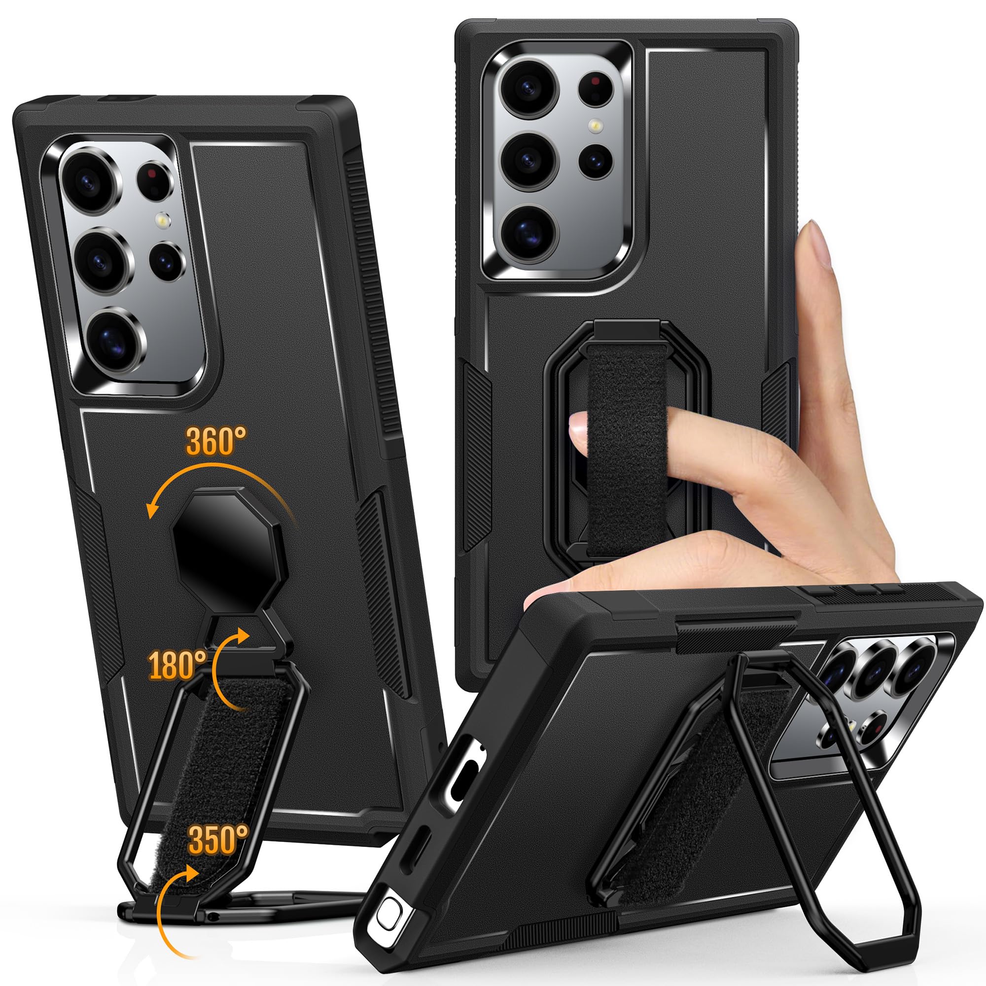 Shields Up for Samsung Galaxy S23 Ultra Case with Stand (Two-Way Stand & Finger Strap), Galaxy S23 Ultra Phone Grip Case with Do