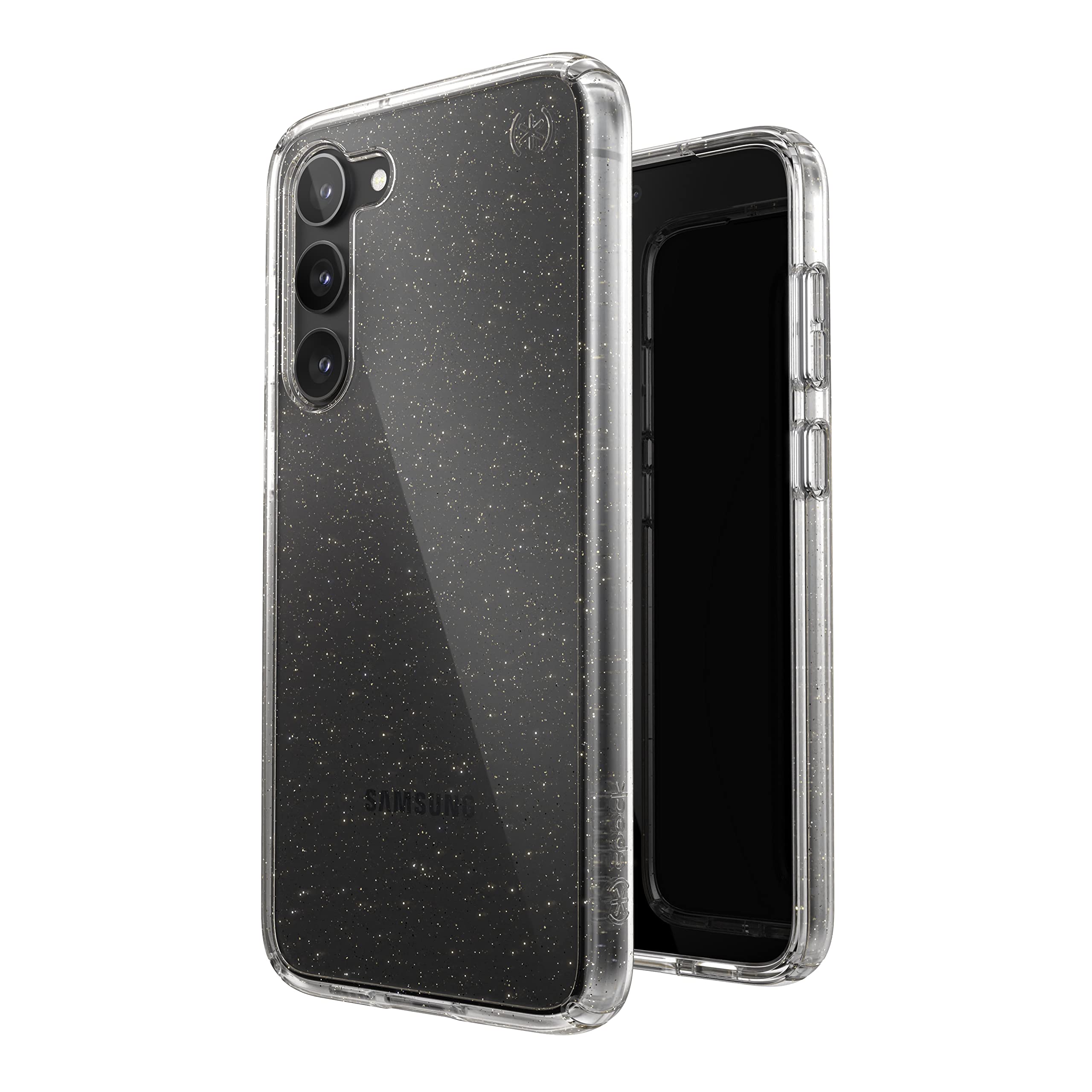 Speck Products Presidio Perfect Clear Glitter Case Fits Samsung Galaxy S23+, Clear/Clear With Gold Glitter