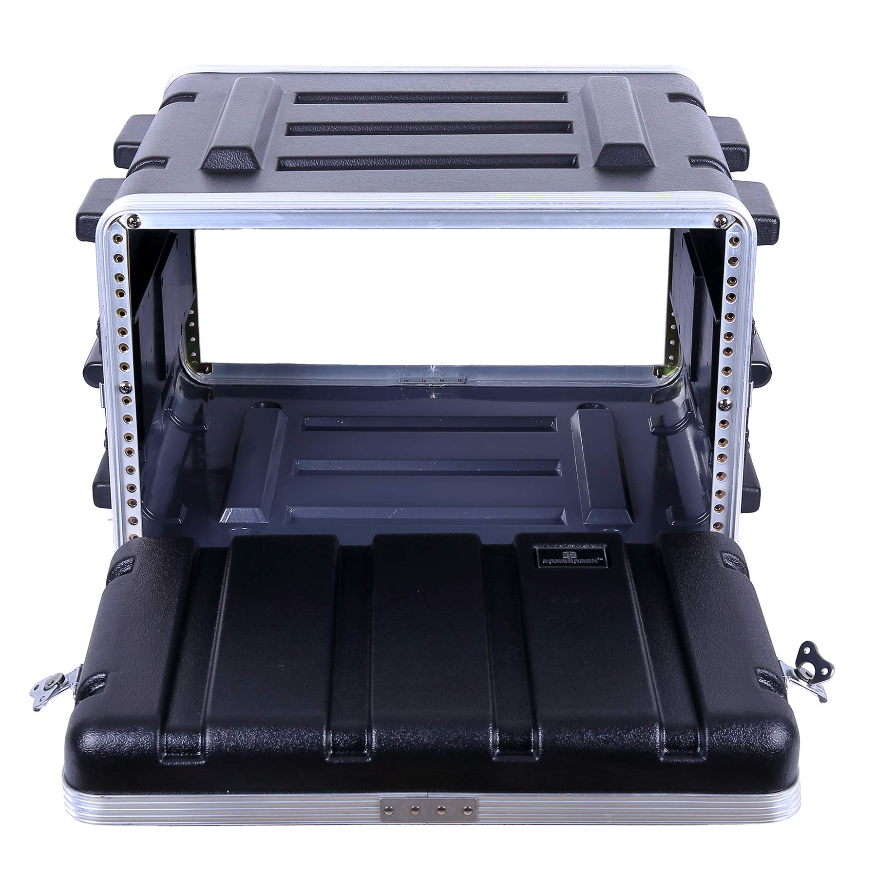 Crossrock Stackable 6U Rack Case, Standard 19.25    Depth, Polyethylene Hard-Shell Construction With Heavy Duty Hardware-Black(C