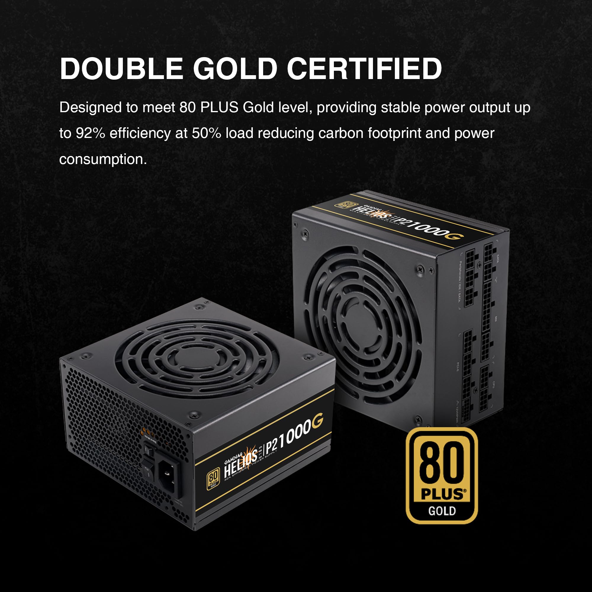 Gamdias Gaming Power Supply, 1000W Gold Full Modular 80 Plus Gold Certified Pc Computer Psu For Desktops, Pcie 5 & Atx3.0, Helio