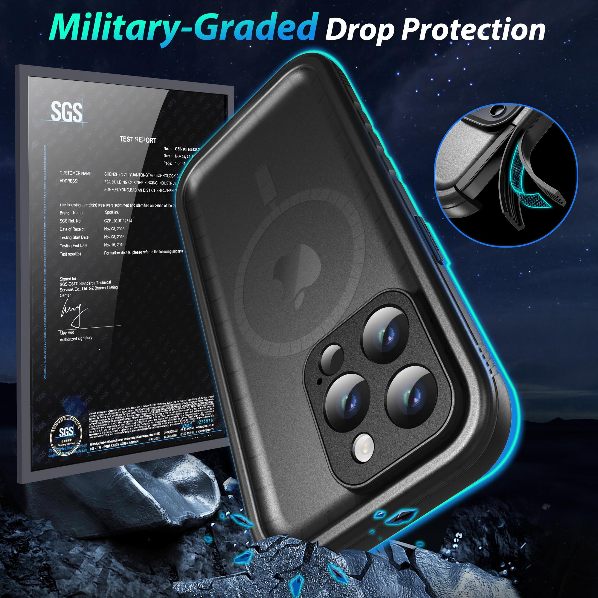 Sportlink For Iphone 13 Pro Max Case Waterproof   Buit In Screen Protector [Compatible With Magsafe][Ip68 Underwater][6.6Ft Mili
