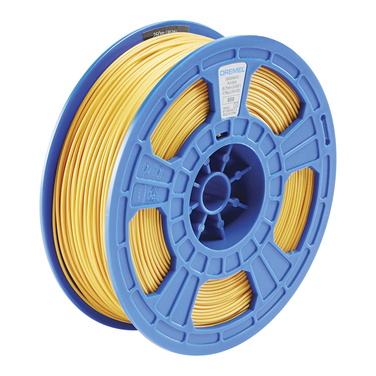 Dremel Digilab Pla Gol 01 3D Printer Filament, 1.75 Mm Diameter, 0.75 Kg Spool Weight, Color Gold, Rfid Enabled, New Formula And