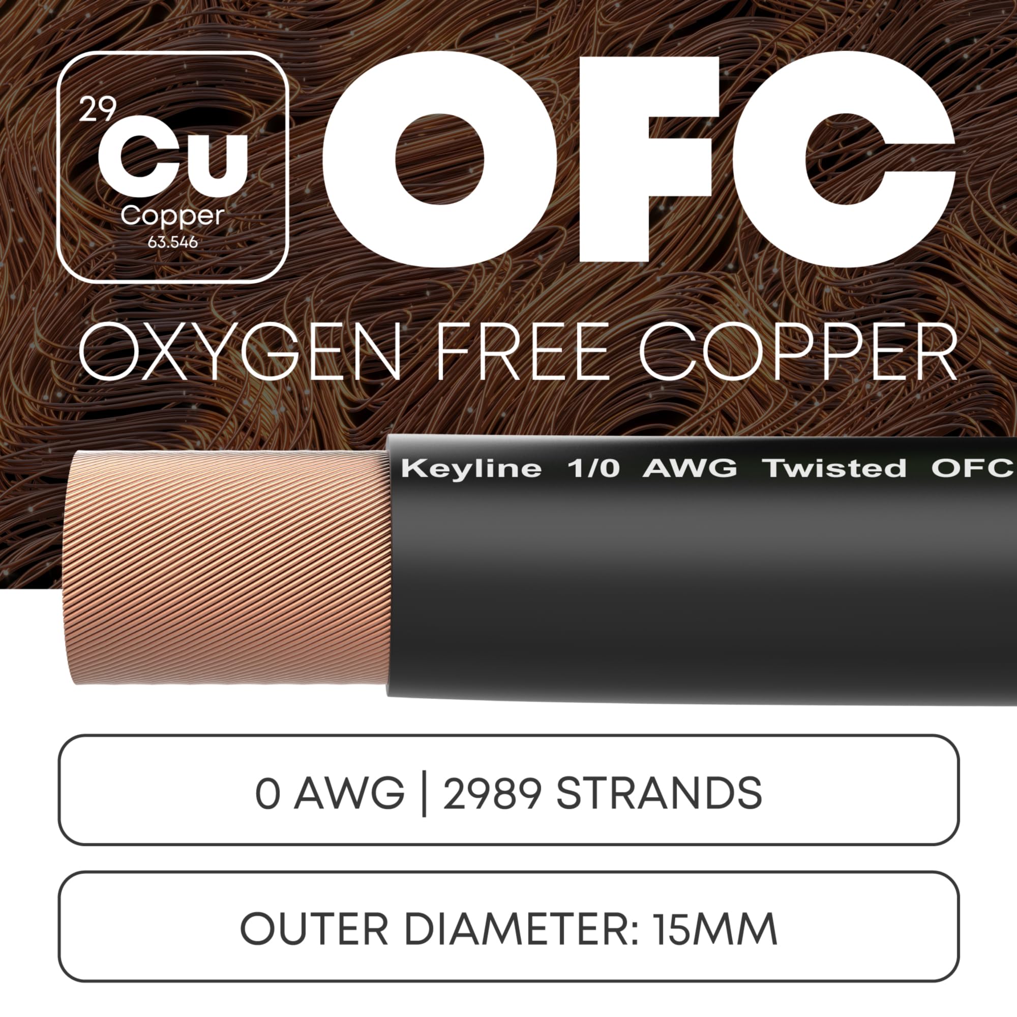 Ofc Black 1/0 Awg Gauge Wire Oxygen Free Copper   (25Ft), Automotive Wire, Power/Ground, Battery Cable, True Spec Welding & Auto