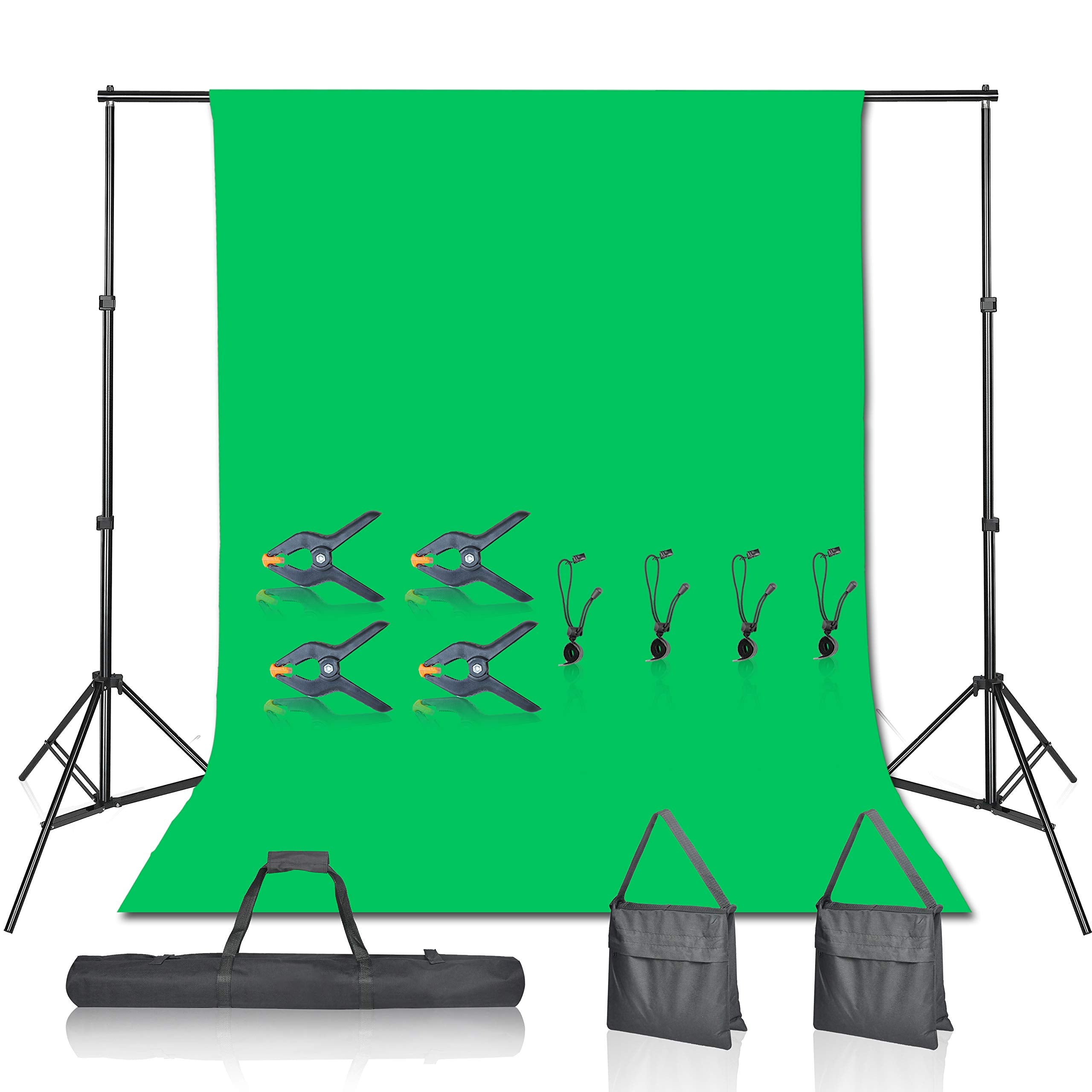 Emart Photo Video Studio 7 X 10Ft Green Screen Backdrop Stand Kit, Photography Background Support System With 6 X 9Ft 100% Cotto