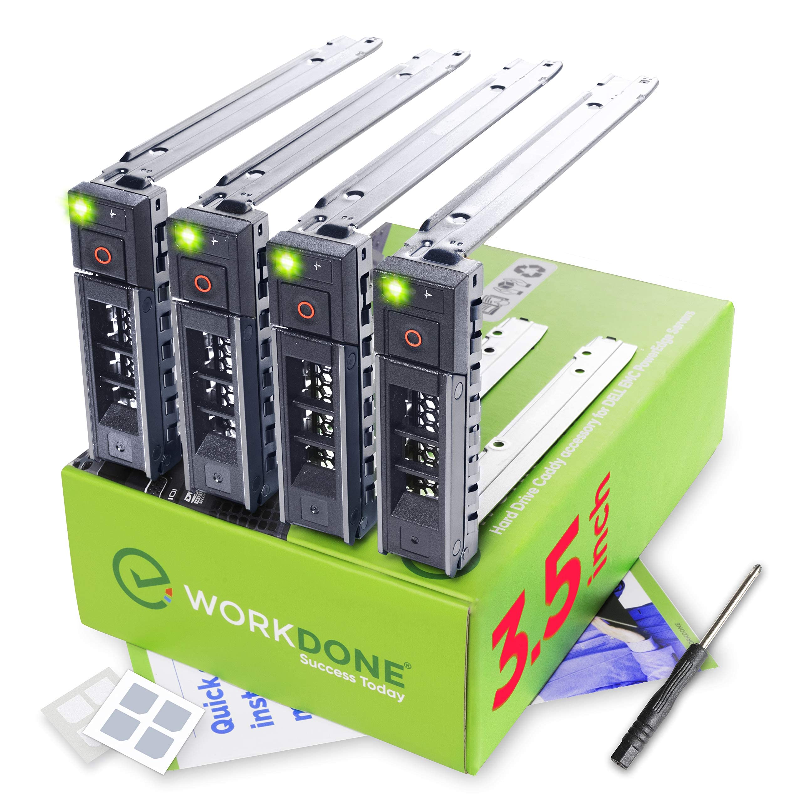 Workdone 4 Pack   3.5 Inch Hard Drive Caddy   Compatible For Dell Poweredge Selected 16Th 14Th Gen. Servers   With Detailed Inst