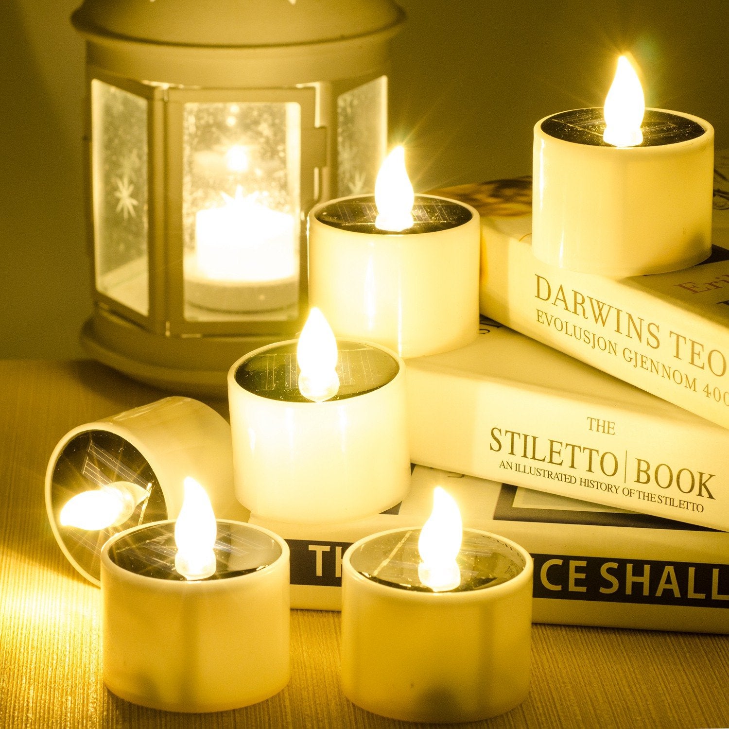 Soulbay 6Pcs Solar Power Tea Lights Outdoor Candle Flameless Flicker Ip65 Waterproof Rechargeable Led Candles With Dusk To Dawn