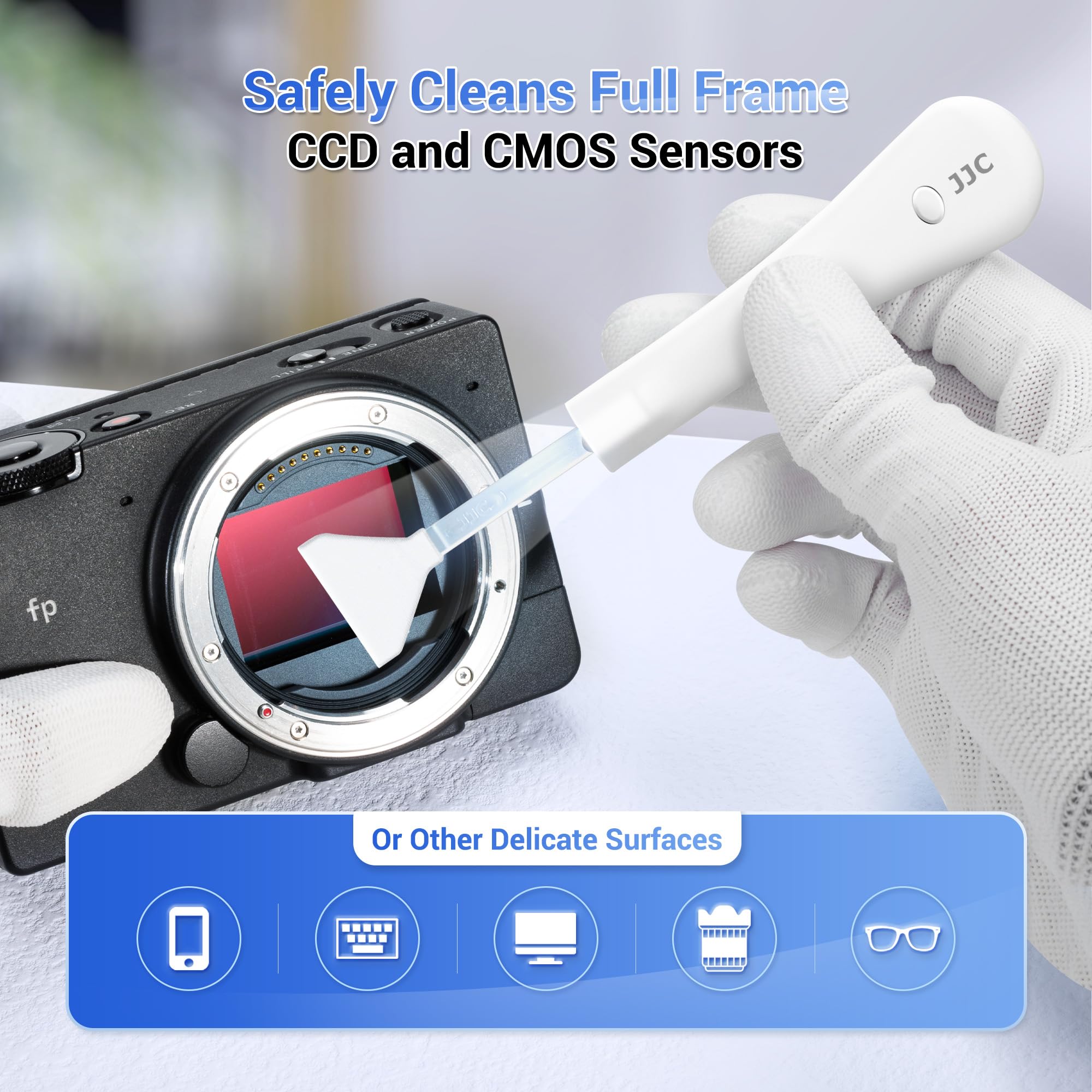 Upgraded Camera Sensor Cleanning Kit With Bright Built In Light Cleaner Handle & 10Pcs 24Mm Full Frame Sensor Cleaning Swabs & S