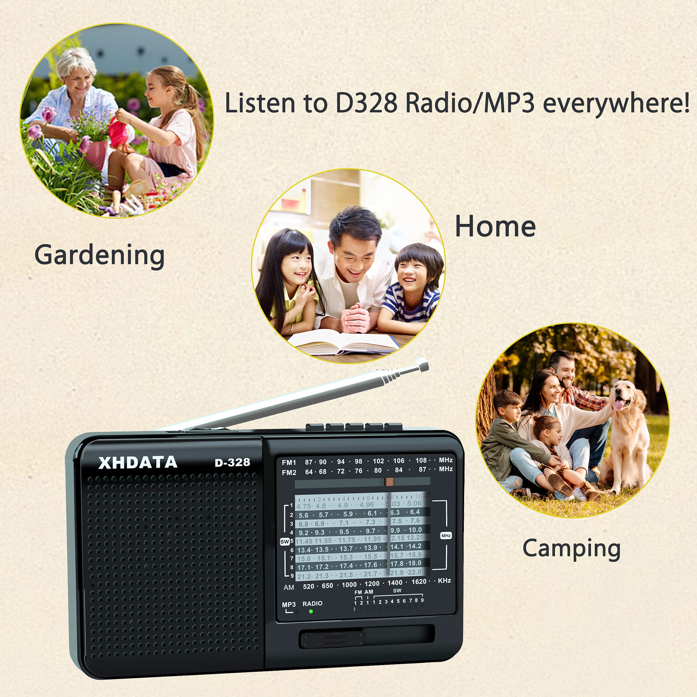 Xhdata D 328 Shortwave Am Fm Dsp Portable Small Multi Band Radio Stereo Mp3 Player With Rechargeable Battery Earphone Jack Porta