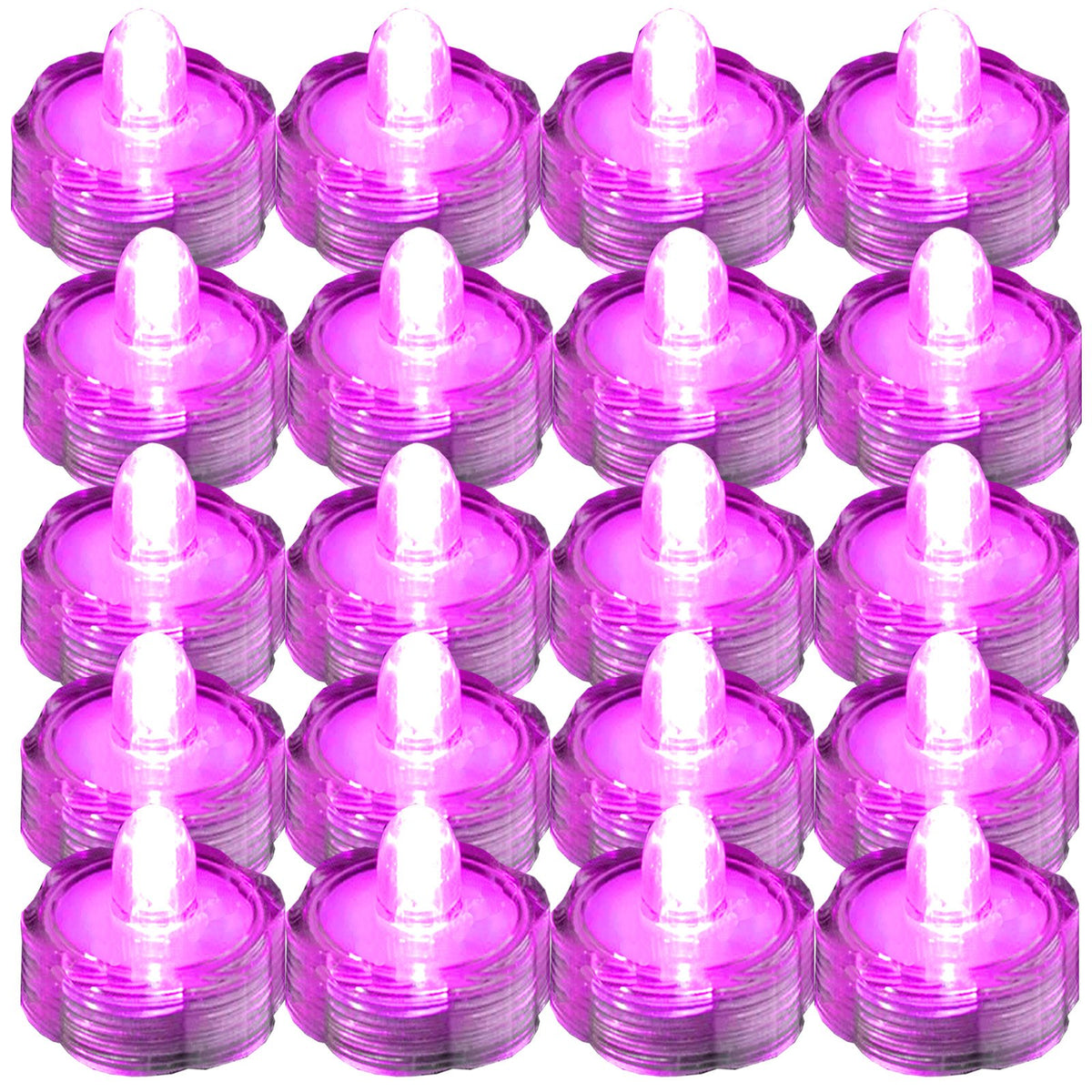 Jytrend Bright Led Floral Tea Light Vase Submersible Lights For Party Wedding (Pink, 20 Pack)