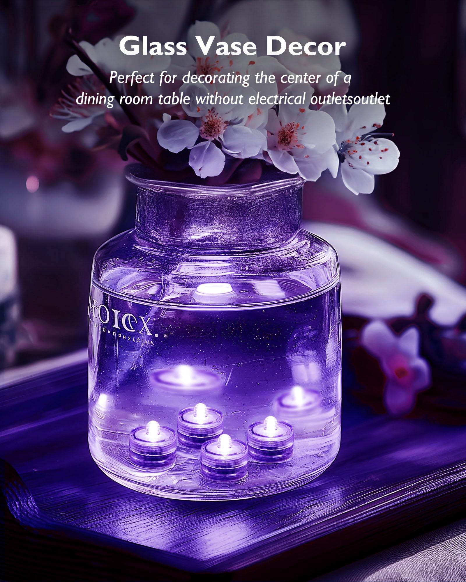 Homemory 24Pcs Mini Submersible Led Lights, Waterproof Small Tealight Candles,Battery Operated Underwater Efx Light For Vase,Poo