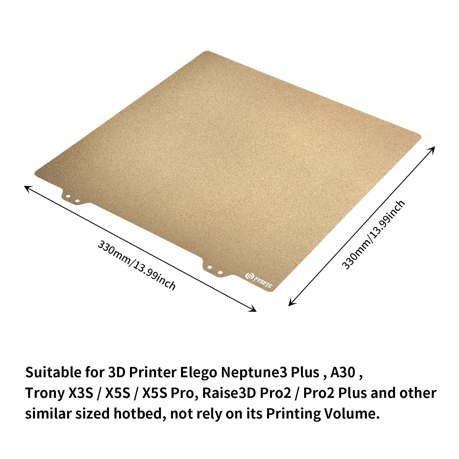 Fysetc 3D Printer Geetech A30 Bed 330X330Mm Removable Textured Pei Spring Steel Plate + Sticker Smooth Hotbed Cover Build Surfac