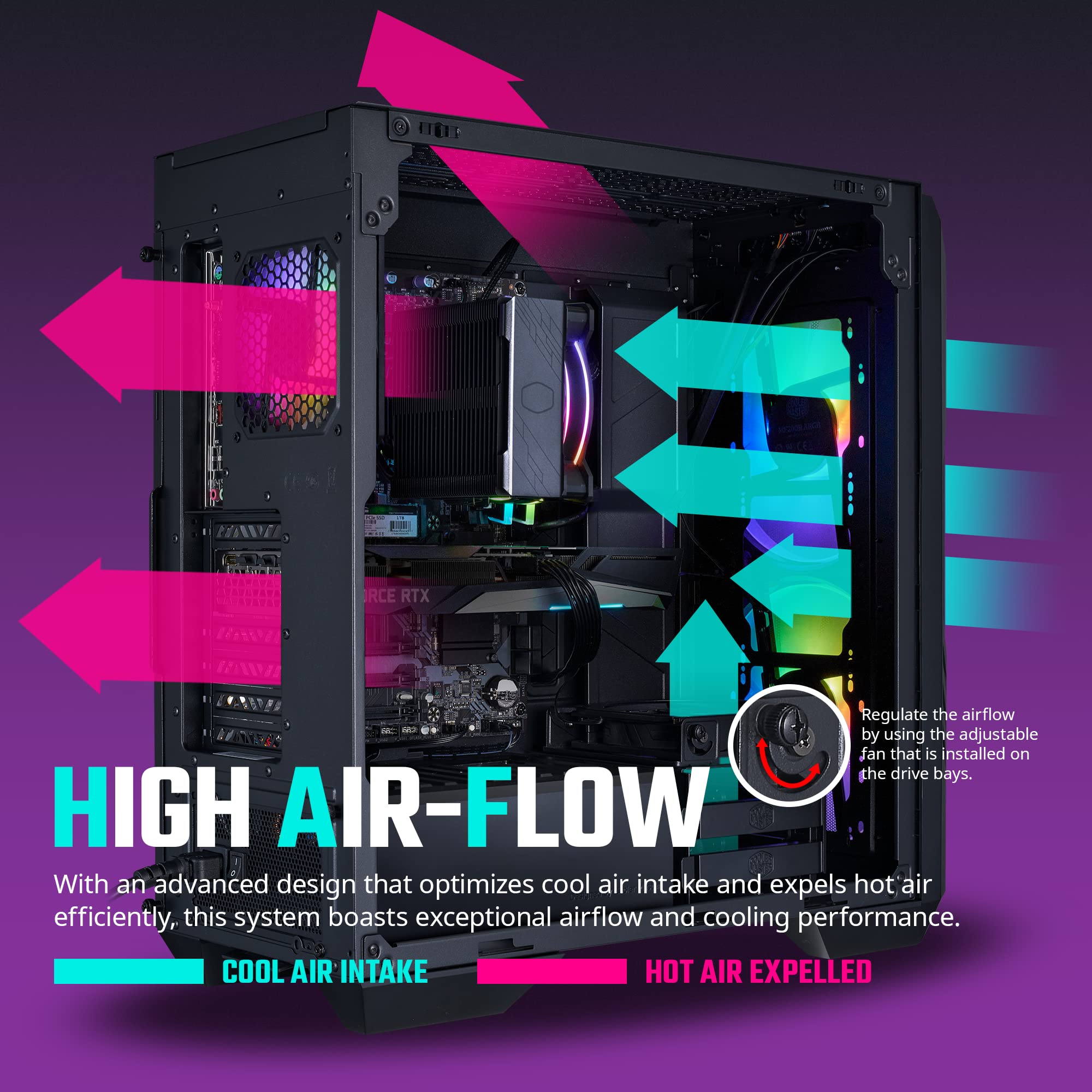 Cooler Master Haf 5 Pro High Performance Gaming Pc   Intel I7 12700F   Nvidia Geforce Rtx 4060 Ti   16Gb Ddr4 3200Mhz   1Tb M.2
