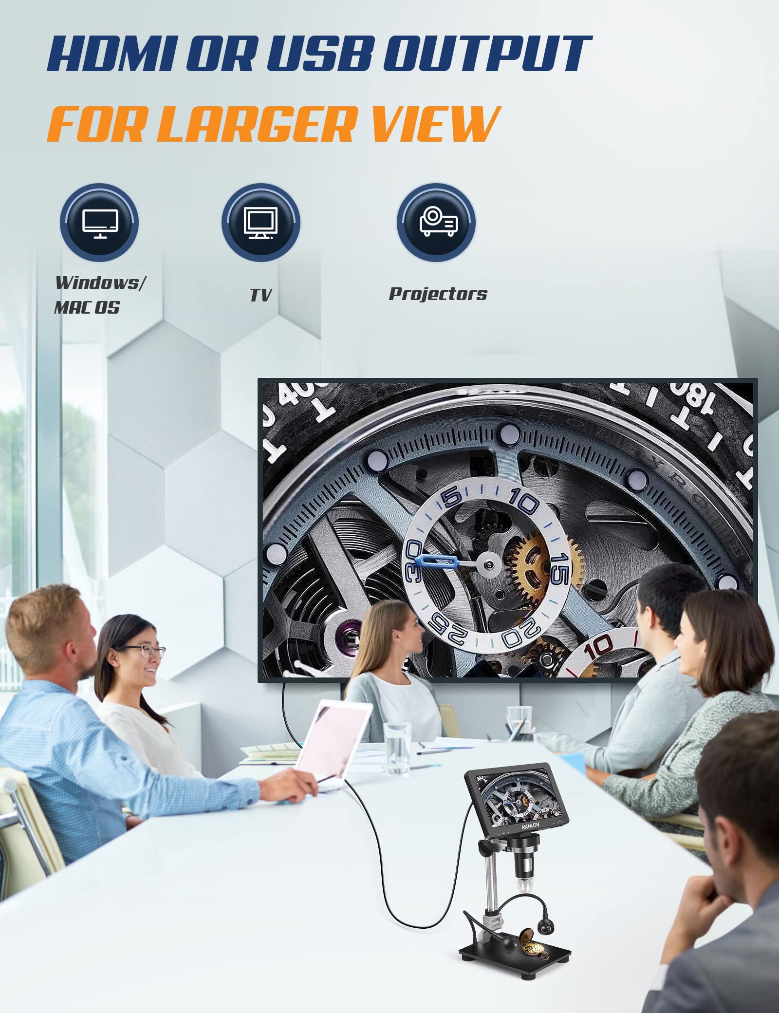 Annlov 7'' Hdmi Lcd Digital Microscope, 1500X Coin Microscope Video Microscope With 16Mp Image Sensor, Windows/Tv/Mac Compatible