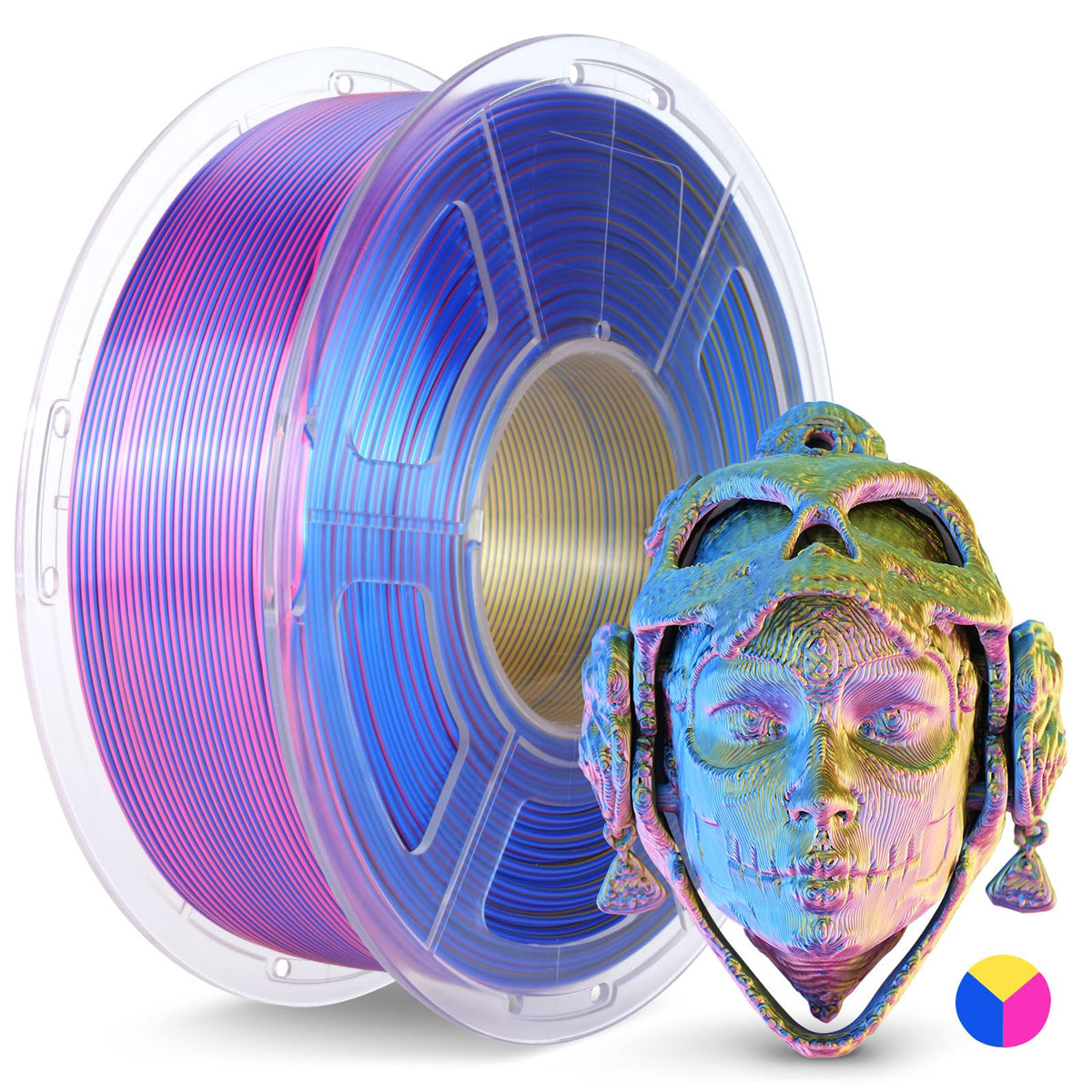 JAYO Silk Tri-Color PLA Filament 1.75mm Red-Yellow-Blue 1.1kg, Triple ...