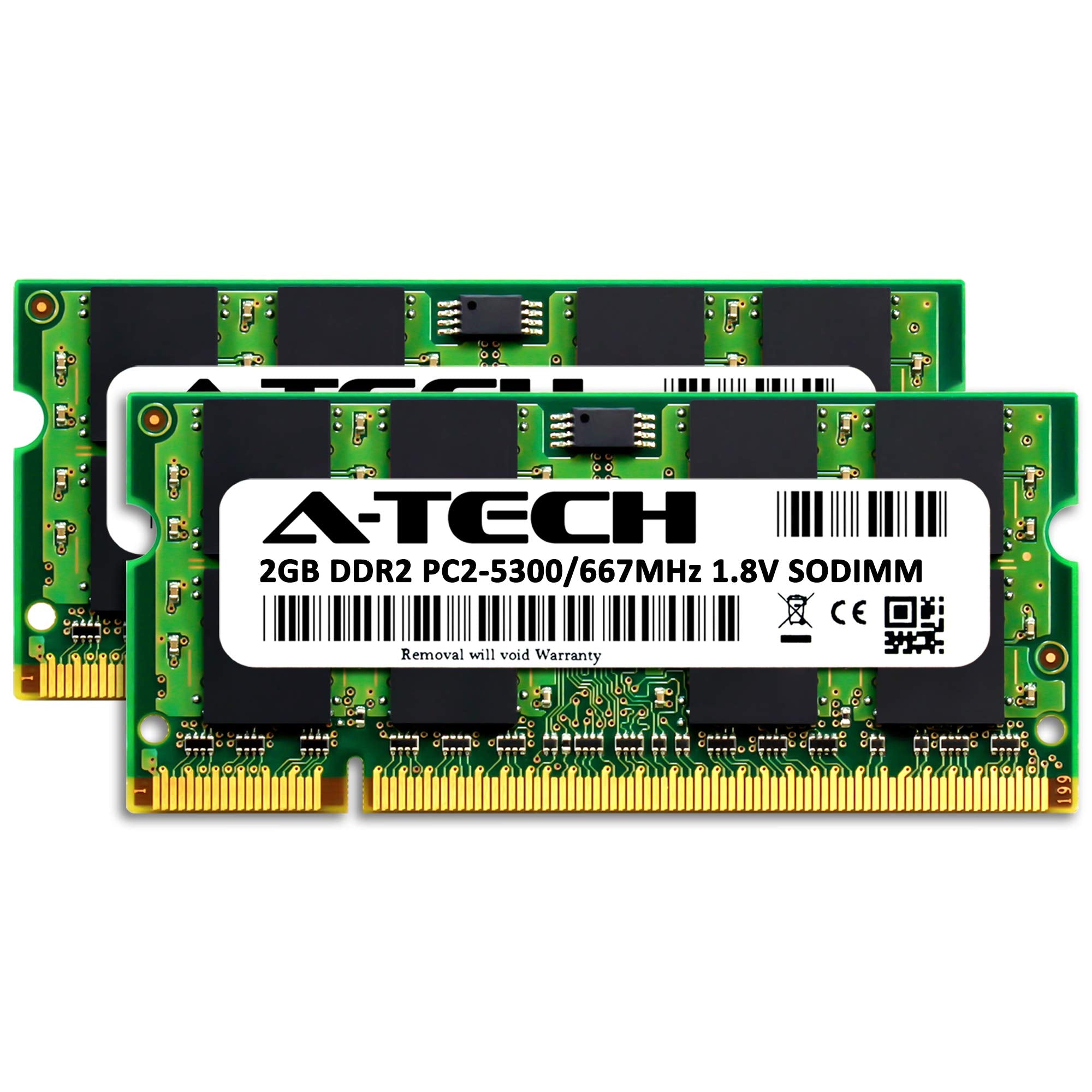 A Tech 4Gb (2X2Gb) Ddr2 667Mhz Sodimm Pc2 5300 1.8V Cl5 200 Pin Non Ecc Unbuffered Laptop Ram Memory Upgrade Kit