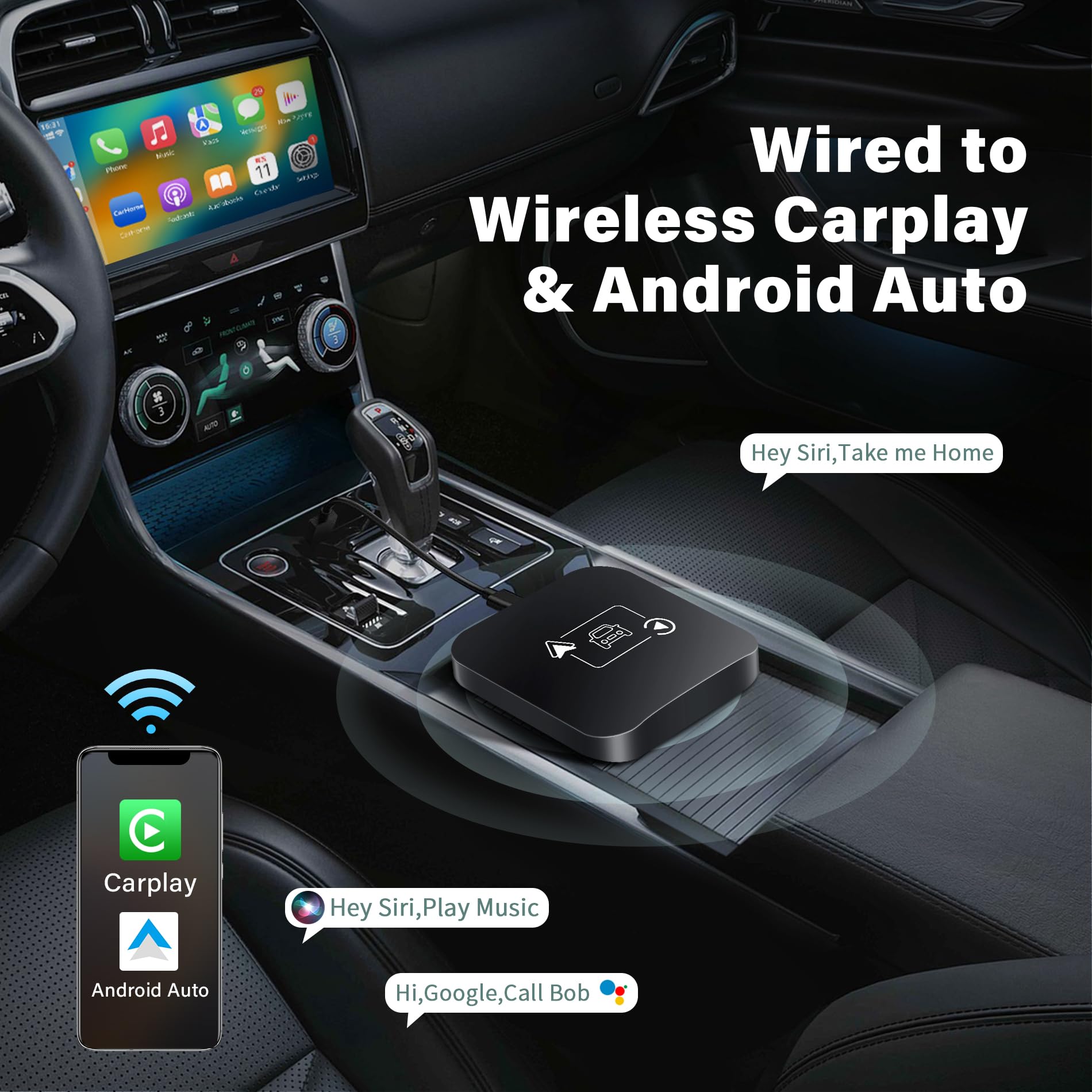 Car Play Wireless Adapter 2 In 1 Apple Carplay Adapter Plug&Play Usb Converter Carplay Dongle Bt Transmitter/Aux Compatible All