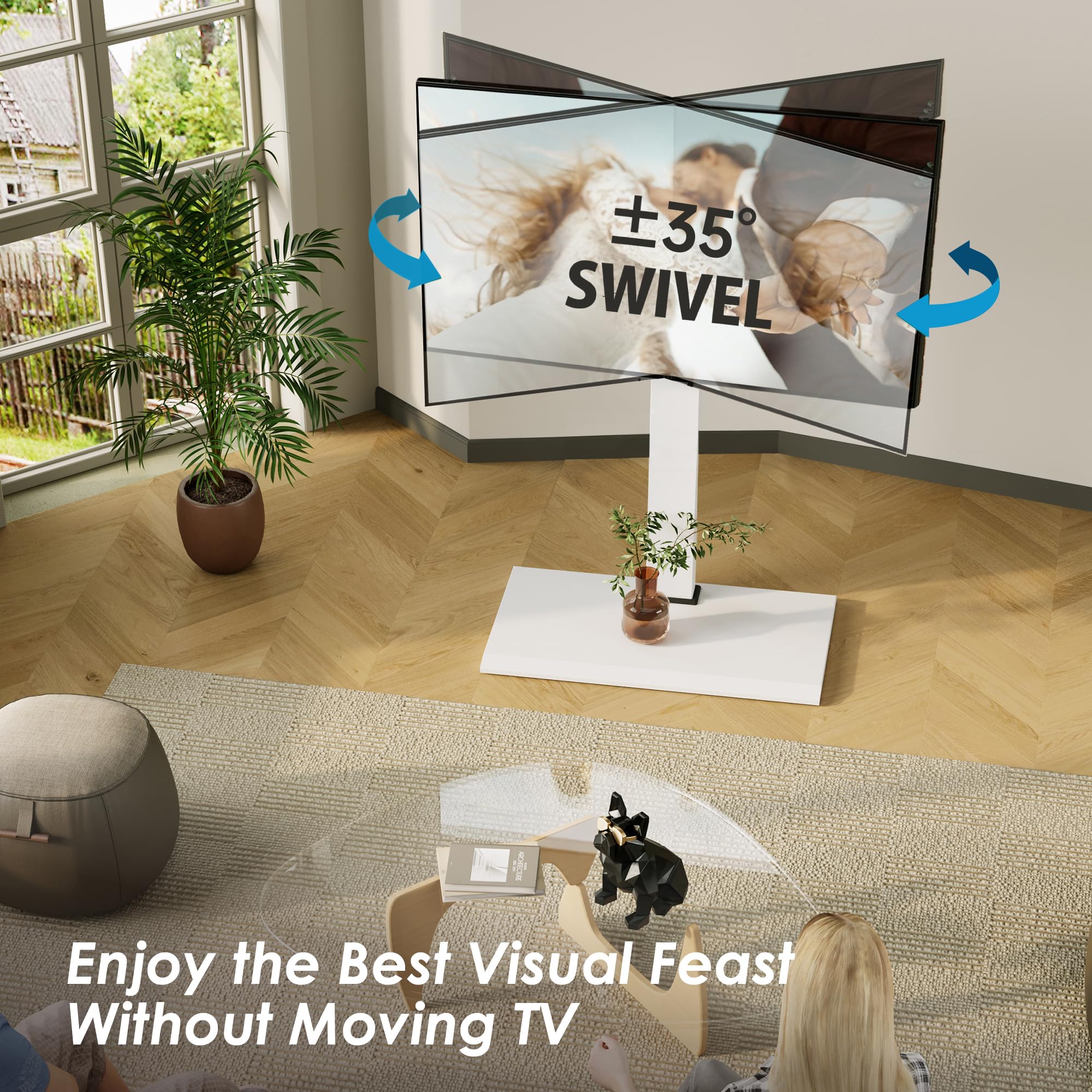 FITUEYES Iron Base Universal Floor TV Stand with Swivel Mount Space Saving for 50 85 Inch LED LCD OLED Plasma Flat Panel or Curved Screen TVs