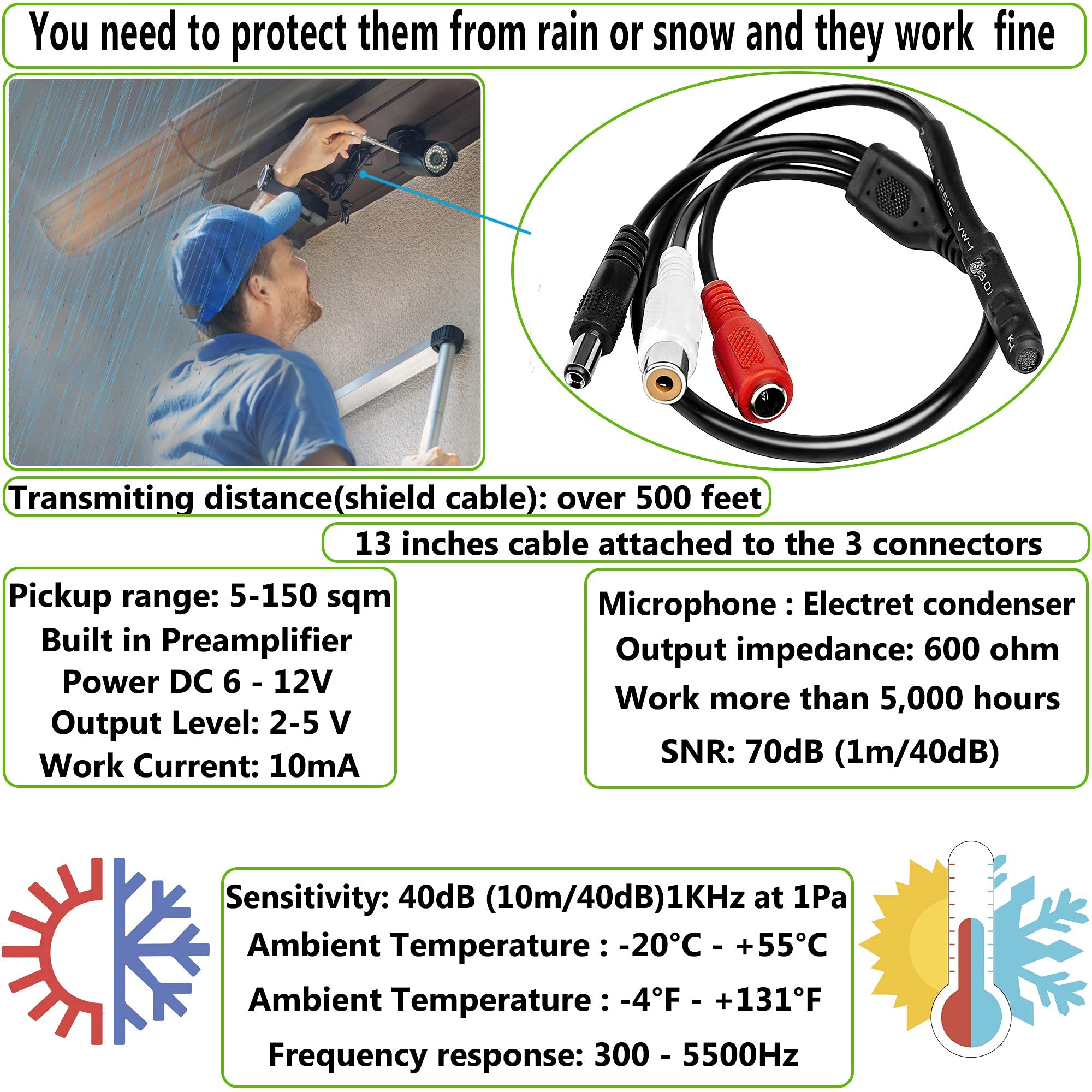 Cctv Microphone Security Microphone Audio Microphone Tiny Outdoor Cctv Surveillance Microphone Rca Microphone Dvr With High Sens