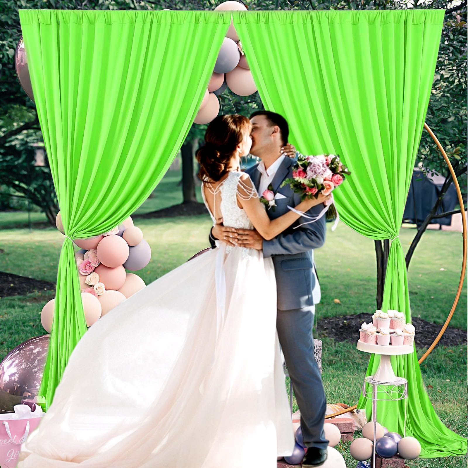 10 X 7 Feet Light Green A Backdrop Curtain For Partie, Background Curtains For Photoshoot, Birthday, Wedding, Halloween, Thanksg