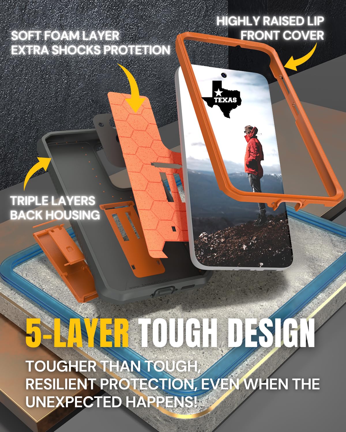 Caseborne V Designed For Samsung Galaxy S23 5G Case (Formerly Armadillotek), Full Body Multi Layer Rugged Kickstand Protective C