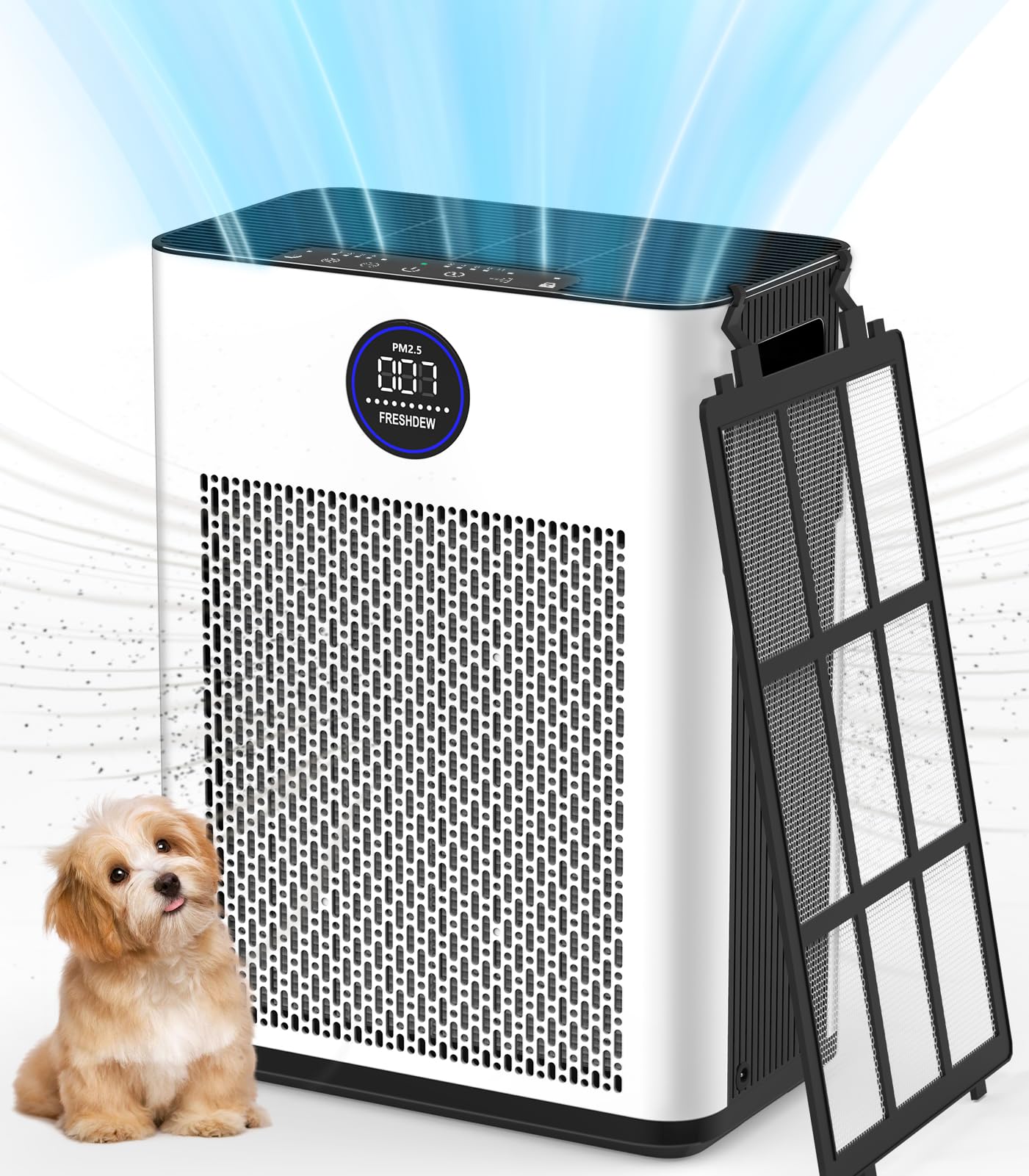 Air Purifiers,Freshdew Air Purifiers For Home Up To 2300Ft With Double Sided Air Inlet, Air Quality And Sensors,H14 True Hepa Ai