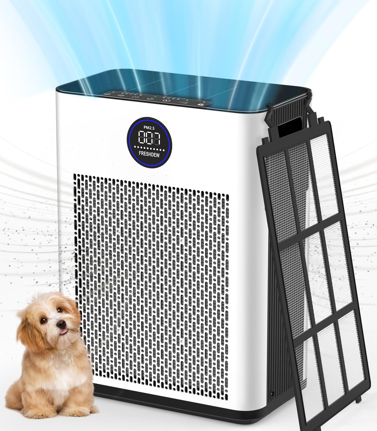 Air Purifiers,Freshdew Air Purifiers For Home Up To 2300Ft With Double Sided Air Inlet, Air Quality And Sensors,H14 True Hepa Ai
