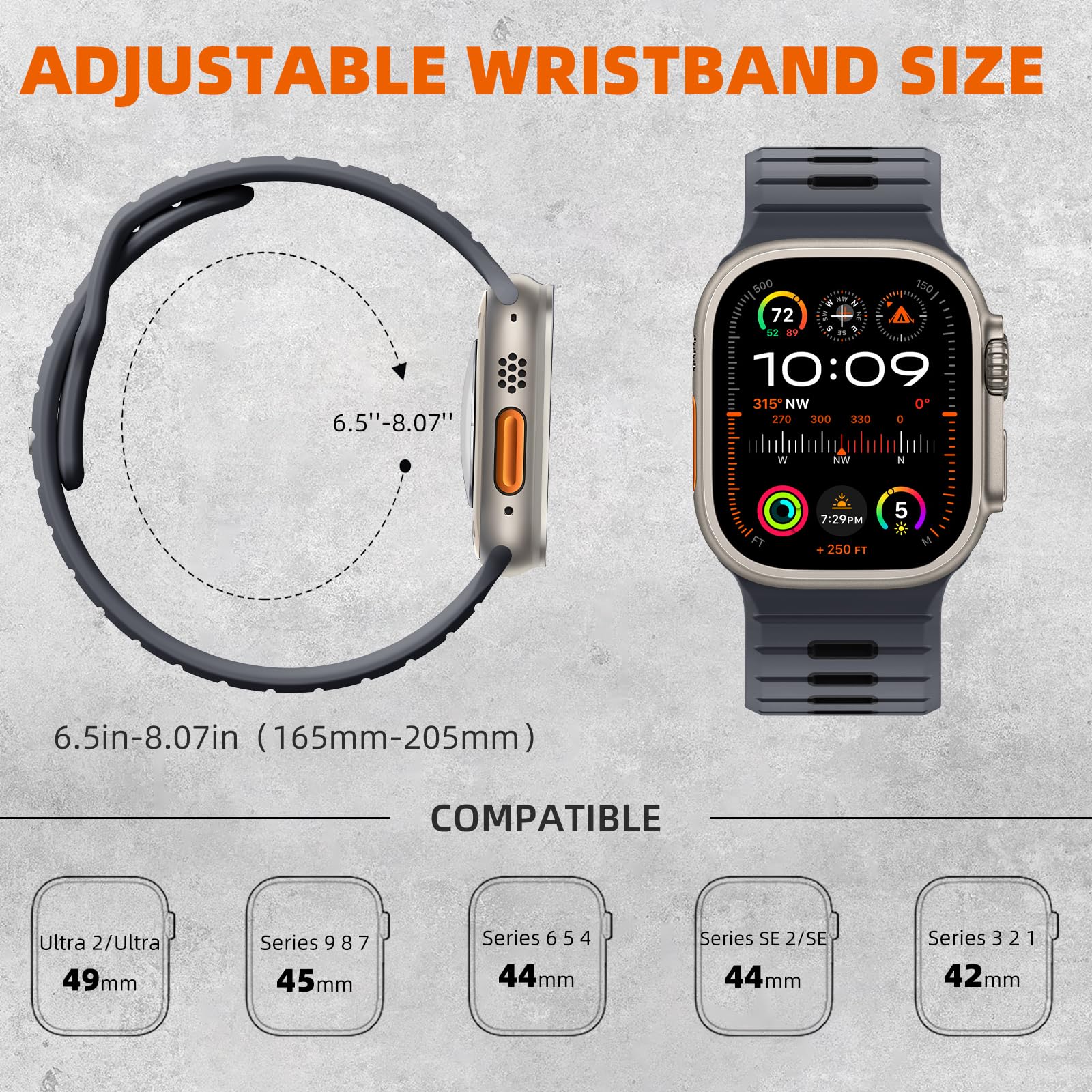 Odbeai Sport Band Compatible With Apple Watch Ultra 2/Ultra Band,Compatible With Apple Watch Bands For Men 49Mm 46Mm 45Mm 44Mm 4