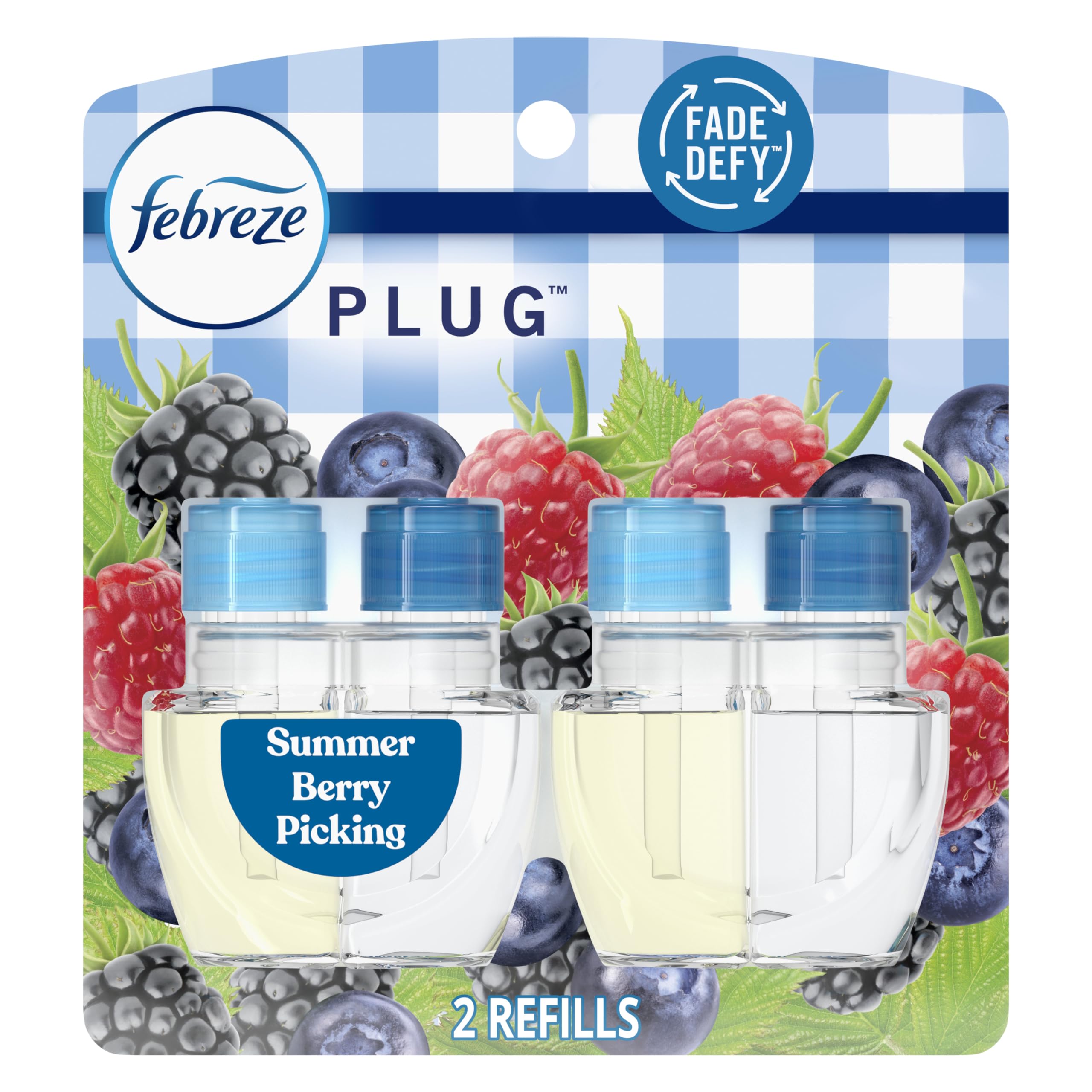 Febreze Plug In Air Freshener, Odor Fighting Scented Oil Refill, Summer Berry Picking, 2 Refill