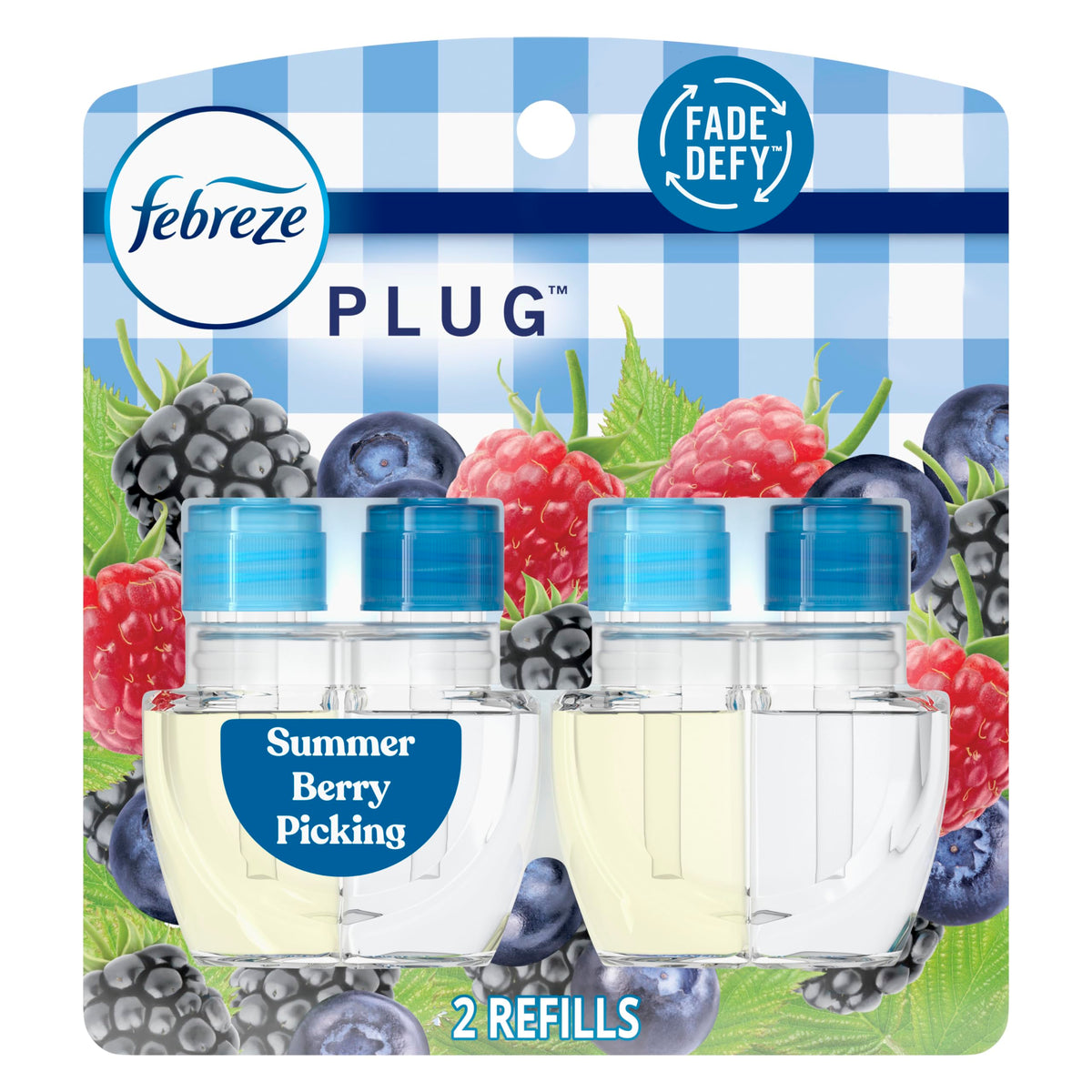 Febreze Plug In Air Freshener, Odor Fighting Scented Oil Refill, Summer Berry Picking, 2 Refill
