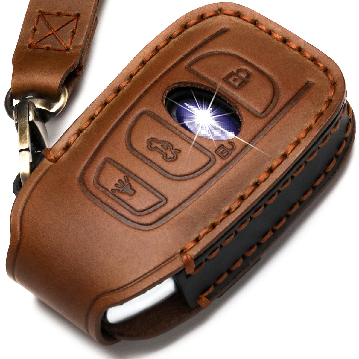 Zihafate Leather Cover Key Fob Case Compatible With Subaru Keyless Remote Control Forester Impreza Outback Wrx Brz Legacy And Xv