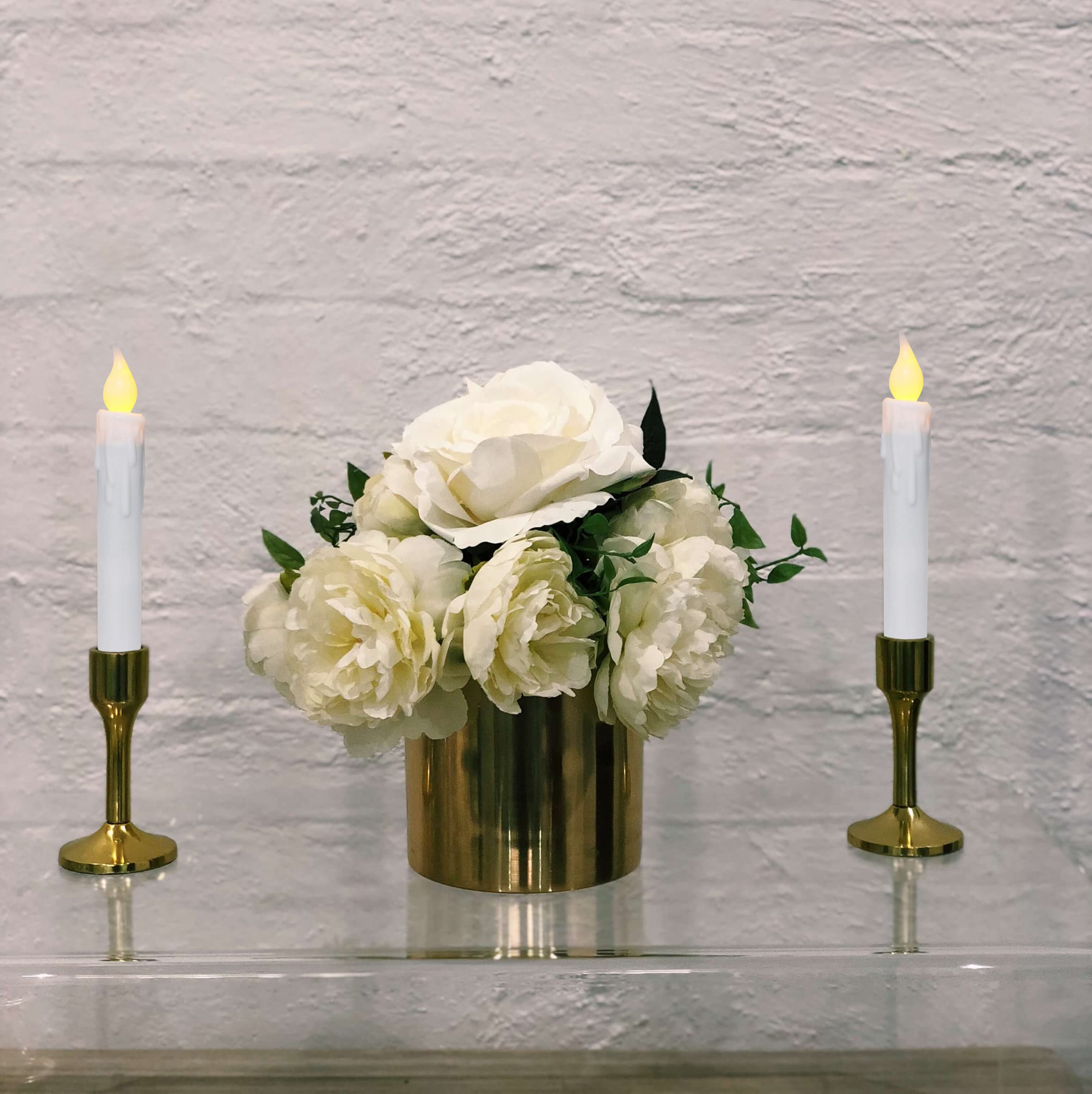 Cvhomedeco. Flickering Taper Candles Led Drip Flameless Candles, Battery Operated With Timer, White, 6 3/4 Inch, Set Of 2