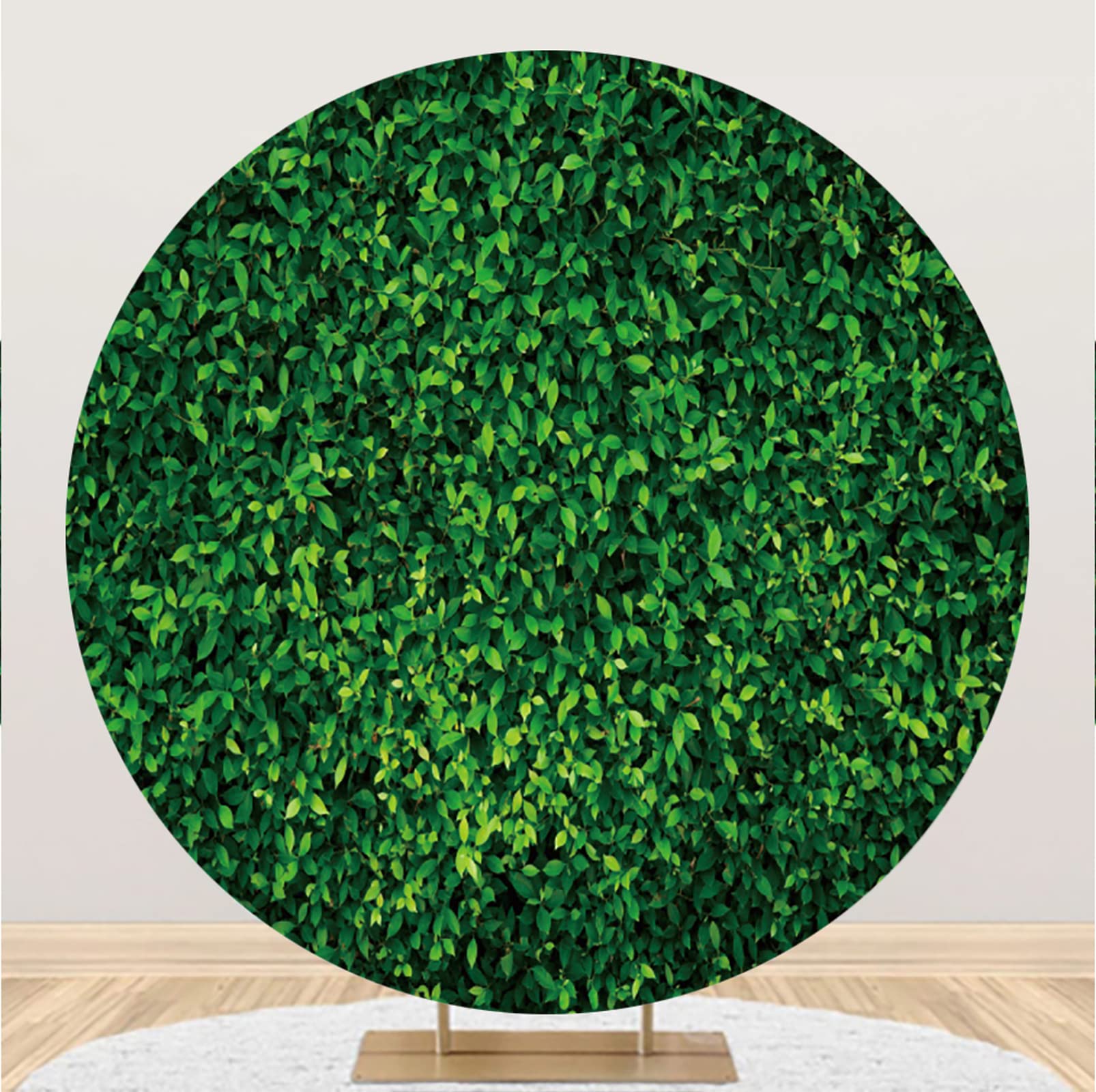 Greenery Green Leaves Round Backdrop Cover Spring Nature Outdoorsy Circle Background (No Stand) For Wedding Birthday Bridal Show