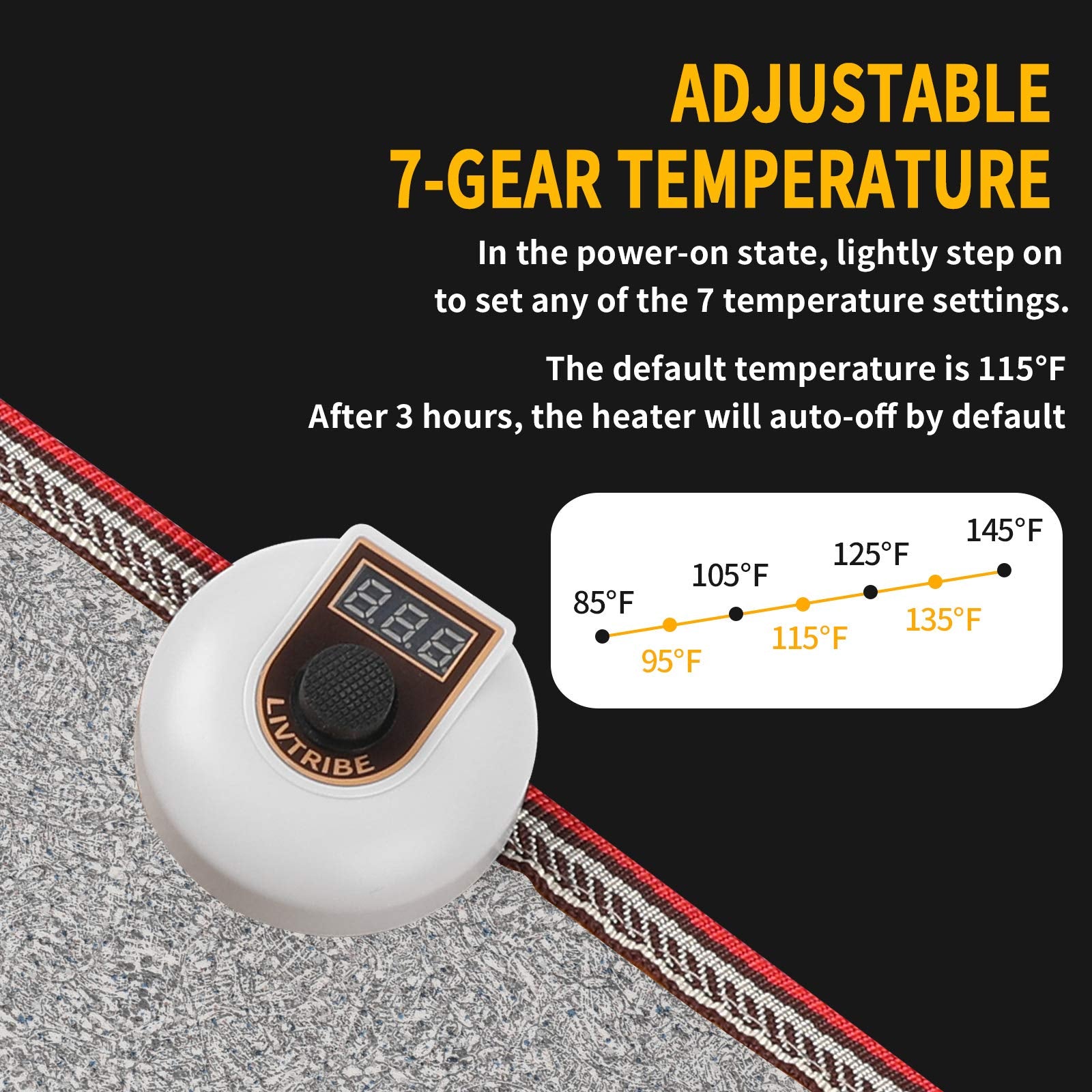 Livtribe Ac 110V Heated Floor Mat For Foot, Gray Carbon Crystal Heating Pad, Electric Heated Foot Warmers For Office, Home