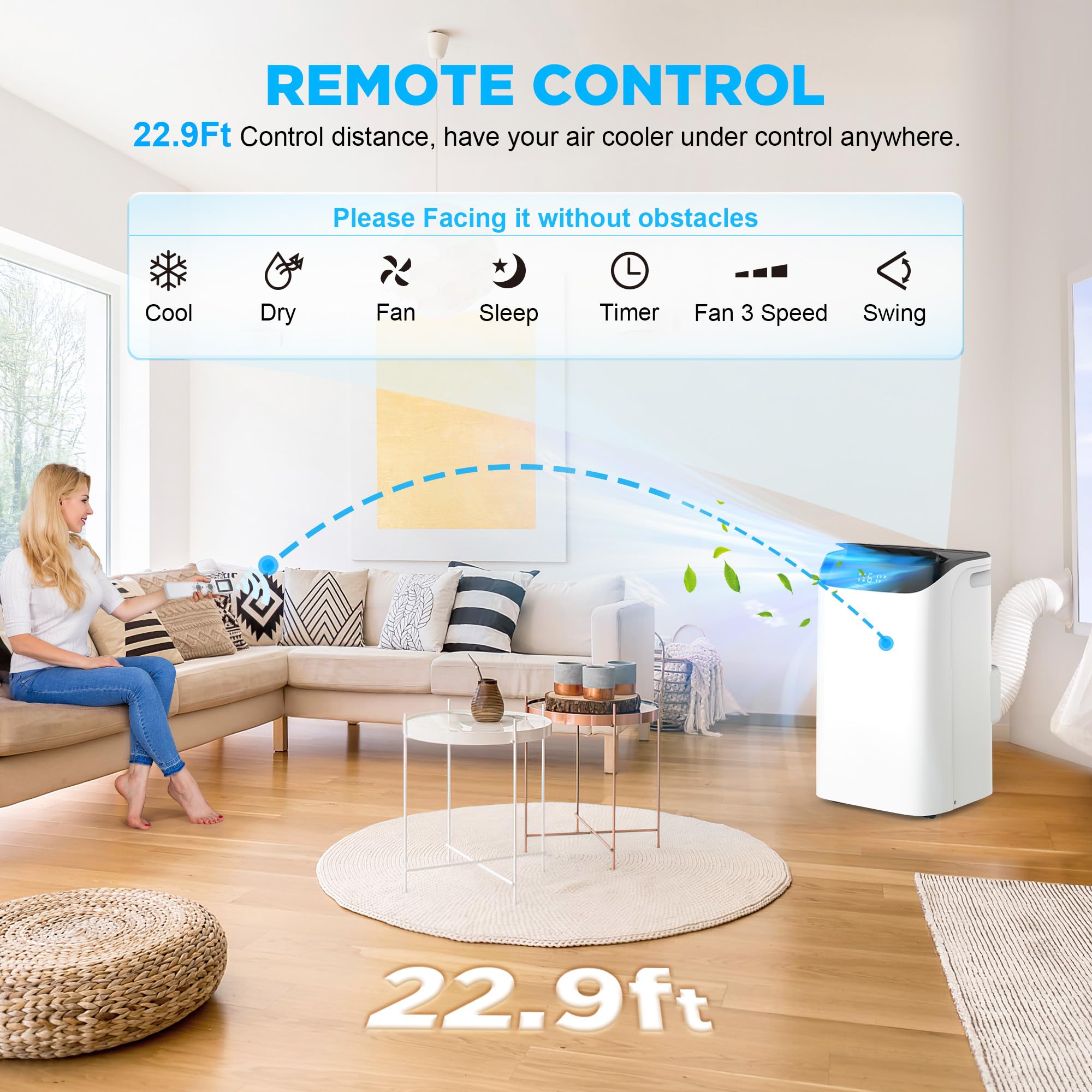 Humhold 12000 Btu Portable Air Conditioners With Remote Control, 3 In 1 Free Standing Cooling Ac Unit With Fan & Dehumidifier, C