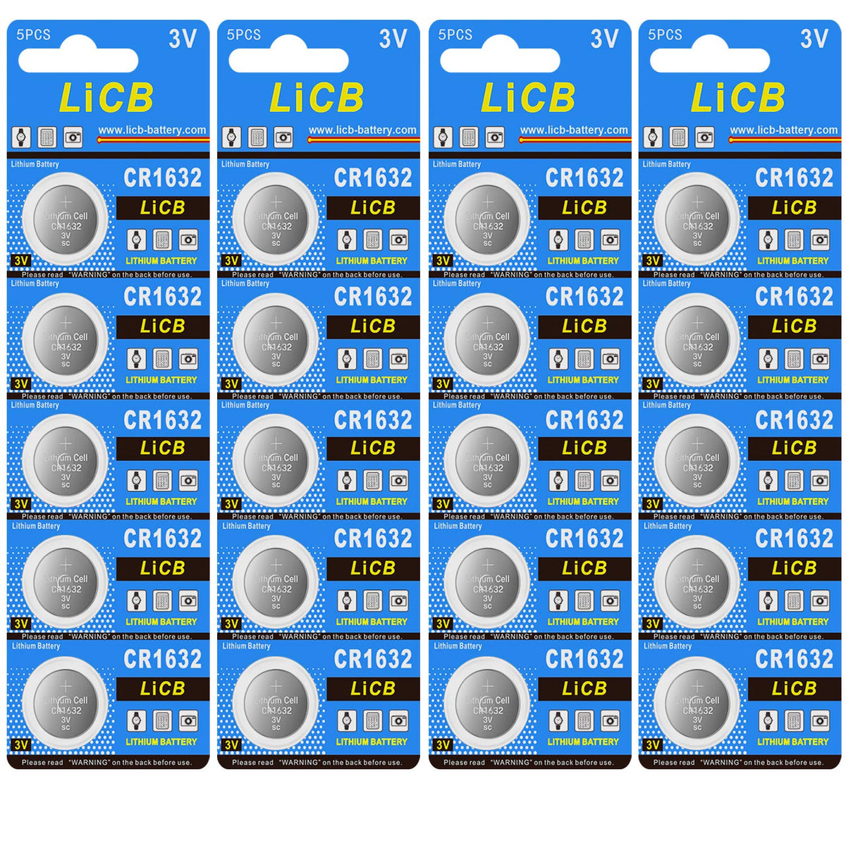 Licb 20 Pack Cr 1632 Batteries, Long Lasting & High Capacity Cr1632 Lithium Battery,3 Volt Cr1632 Coin & Button Cell For Car Rem
