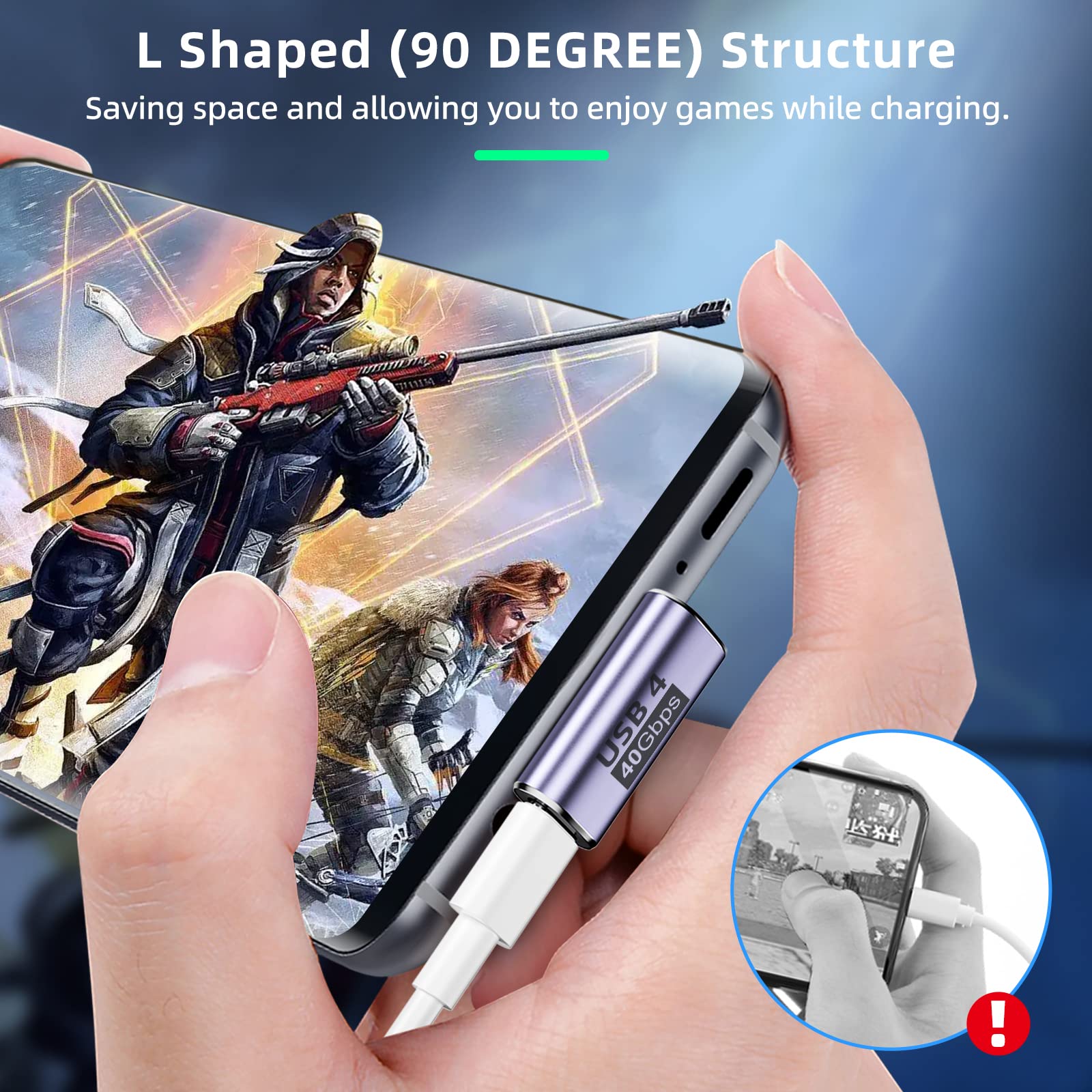 Usb C Right Angle Adapter (4 Pack) Usb C 90 Degree Adapter With 8K 60Hz Video 40 Gbps Data Transfer Pd 100W Compatible For Thunderbolt 3/4, Macbook Pro/Air, Usb C Hub/Dock And More Type C Devices