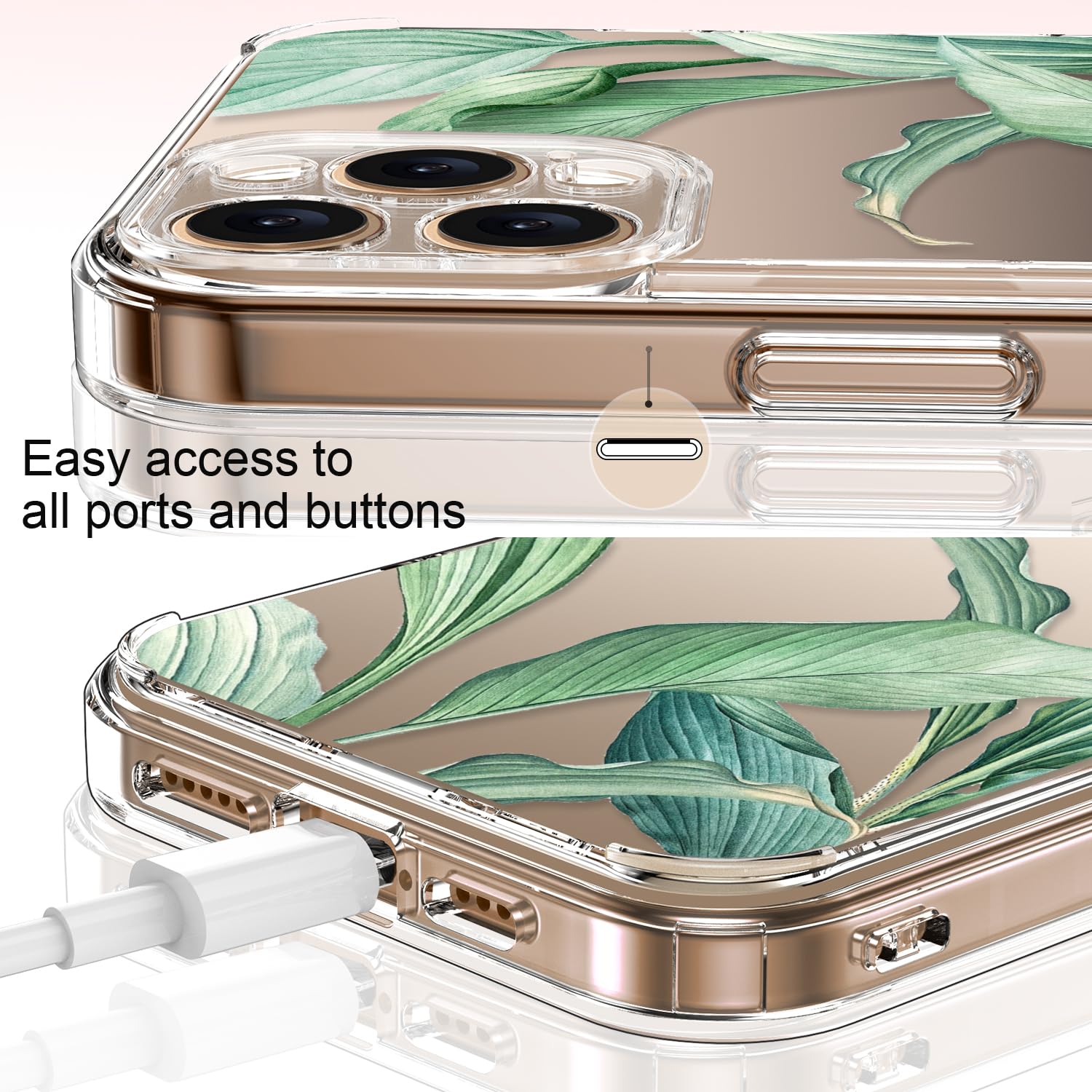 Luhouri For Iphone 16 Pro Max Case With Screen Protector   Crystal Clear Cover   Fashionable Pattern Design   Wireless Charging